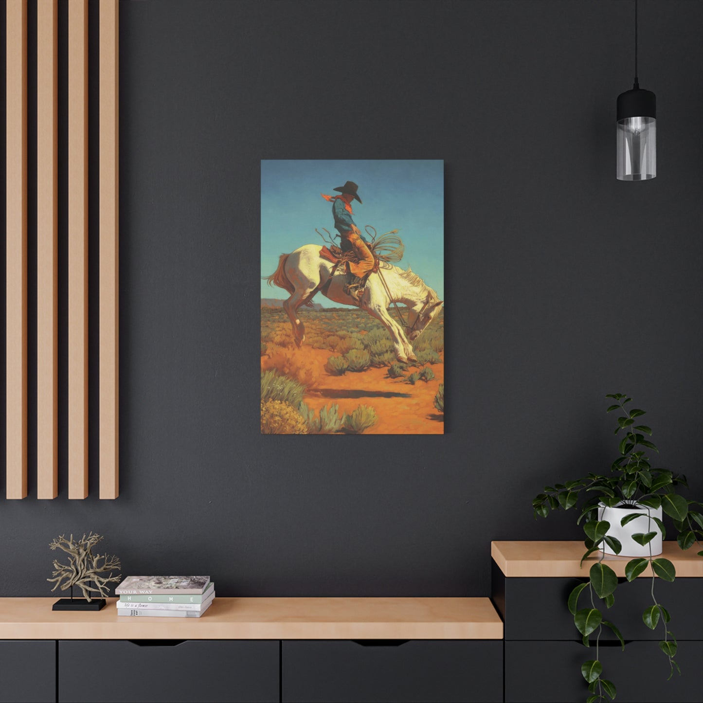 Cowboy On Jumping Horse Wall Art & Canvas Prints