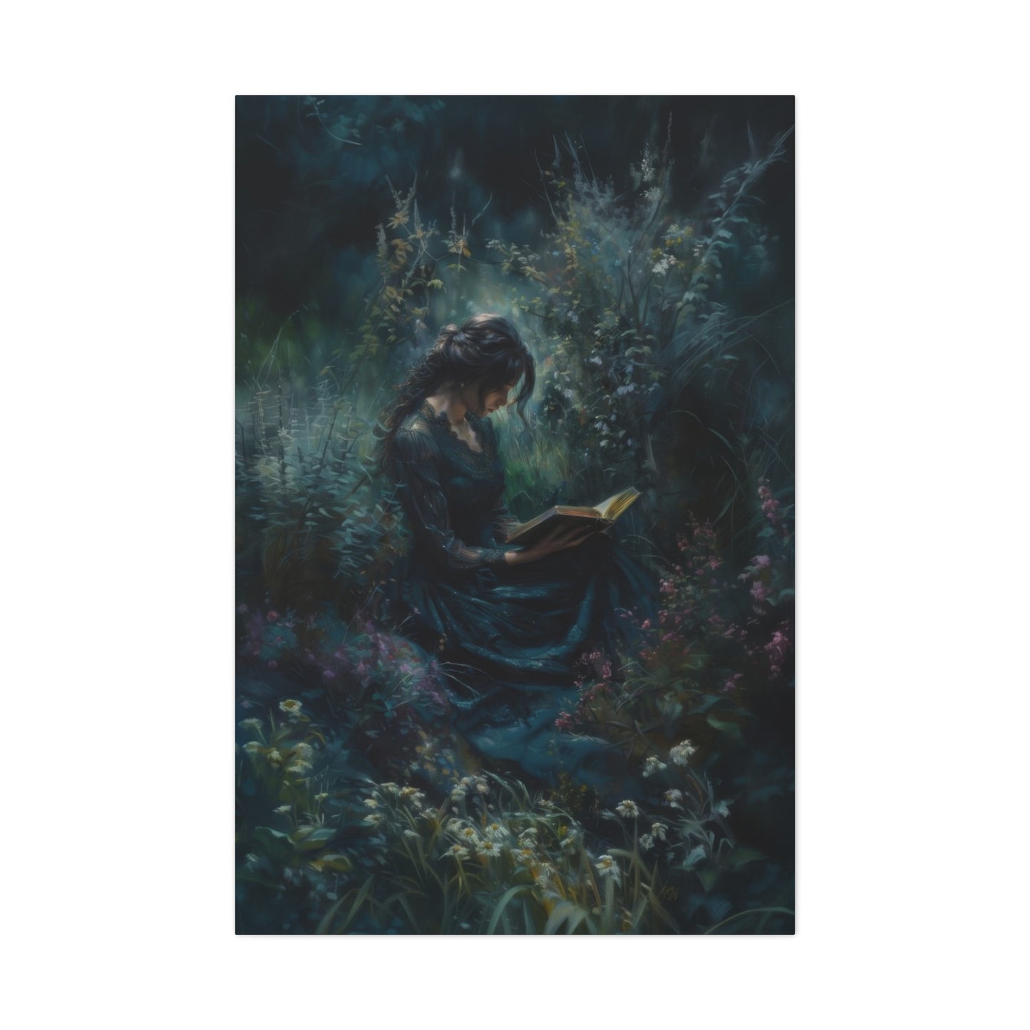 Lady Reading Dark Wall Art & Canvas Prints