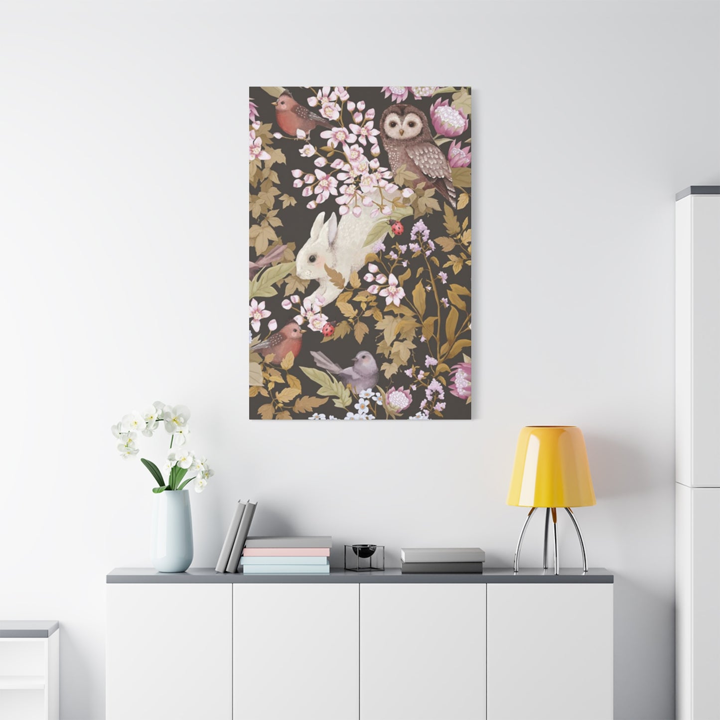 Rabbit With Birds Wall Art & Canvas Prints