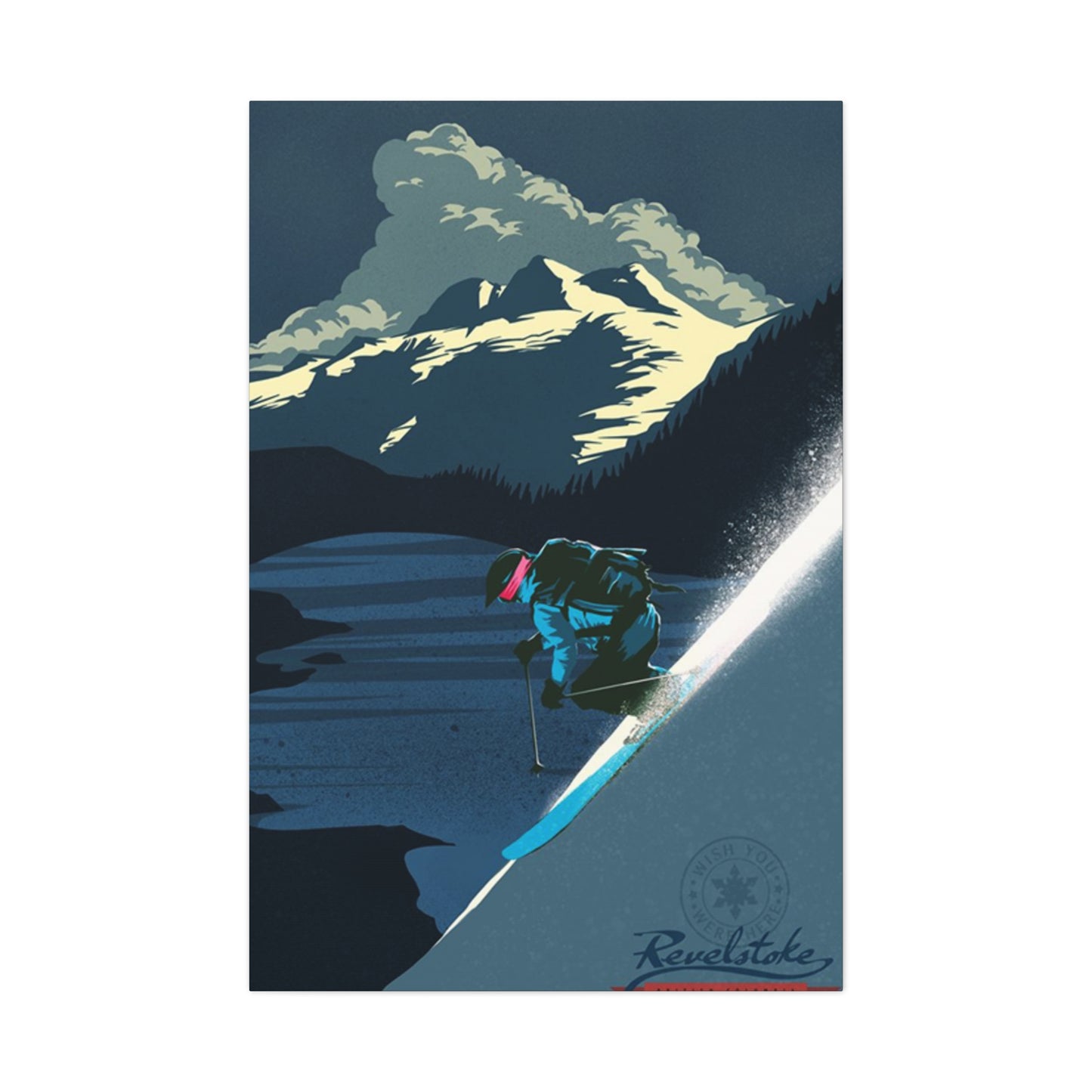 Skiing At Night Poster Wall Art & Canvas Prints