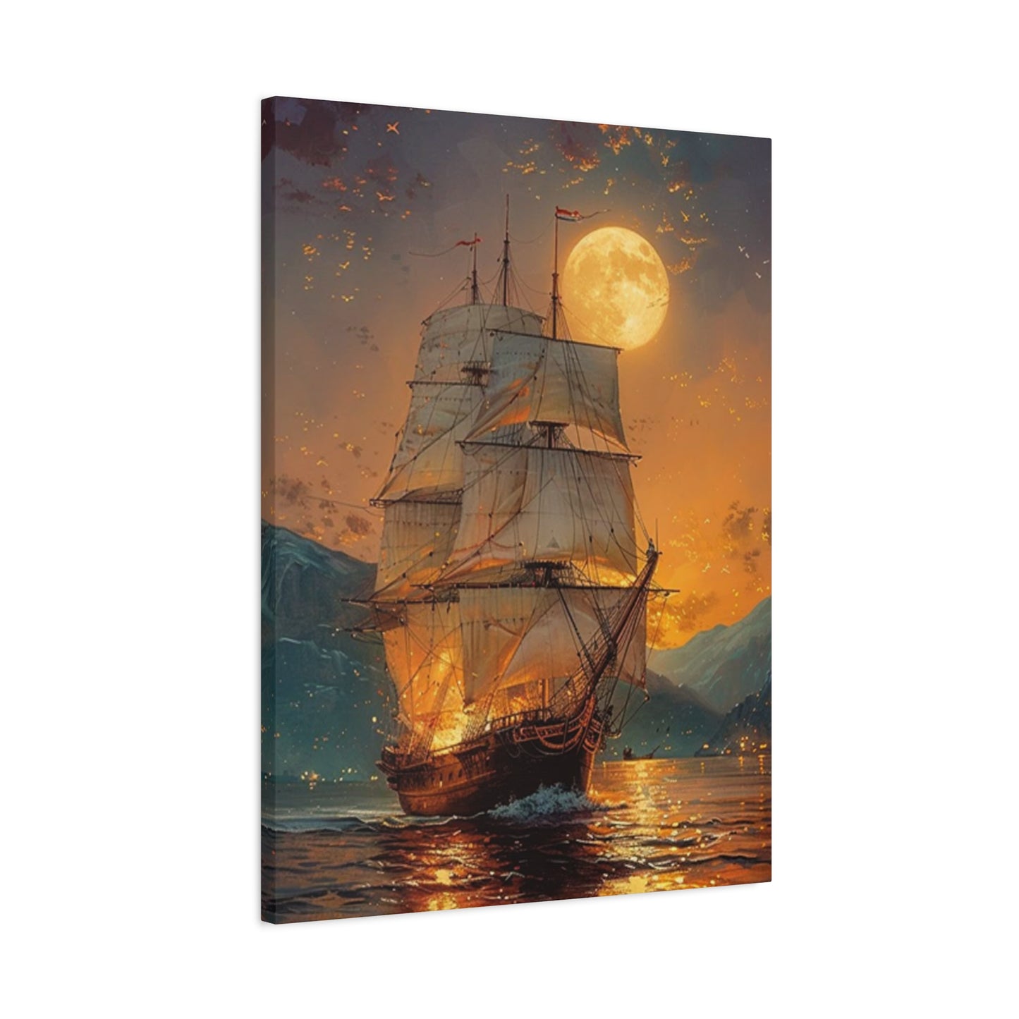 Ship Sailing In Evening Wall Art & Canvas Prints
