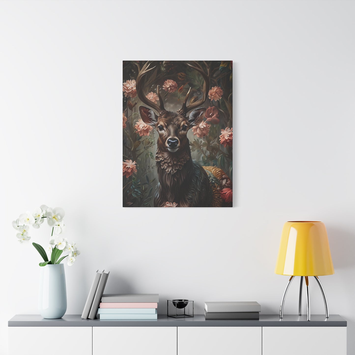 Tropical Flower Reindeer Wall Art & Canvas Prints