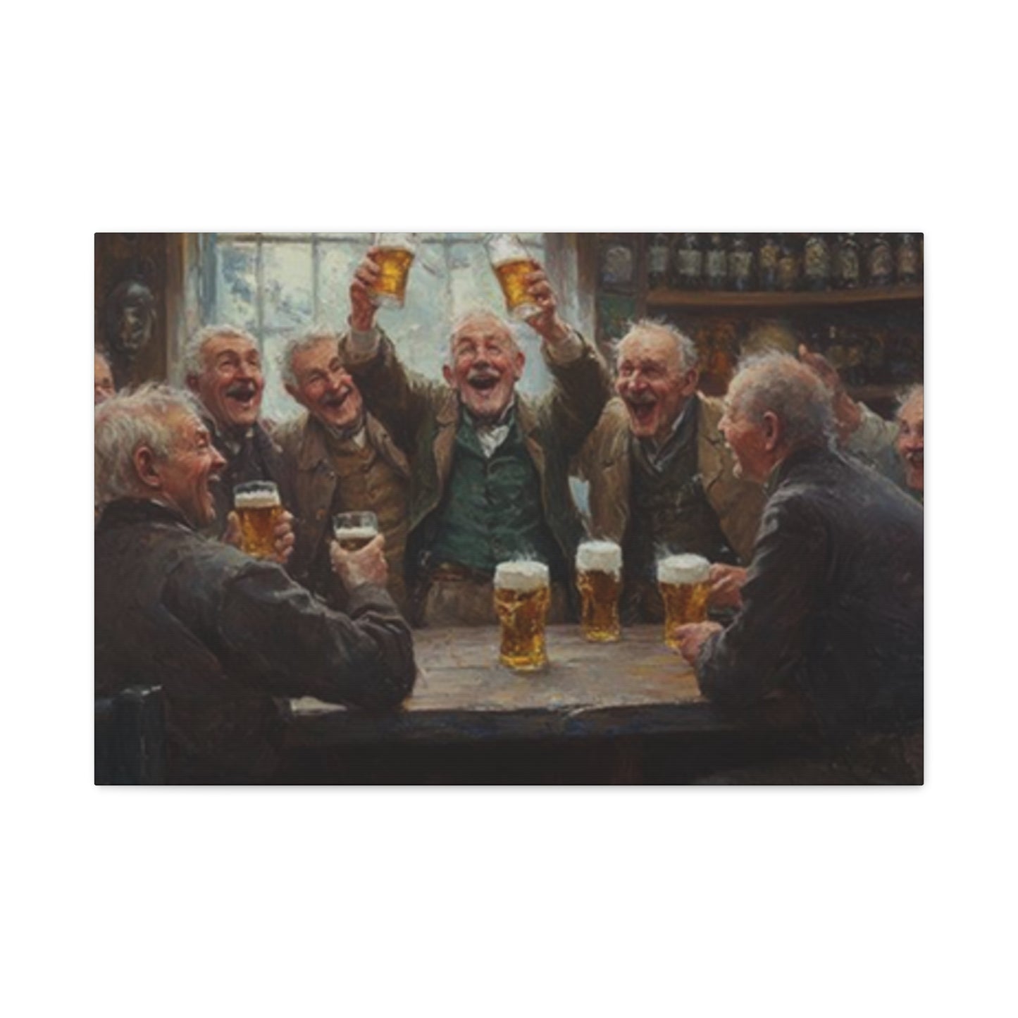Old People Enjoying Drinks Painting Wall Art & Canvas Prints