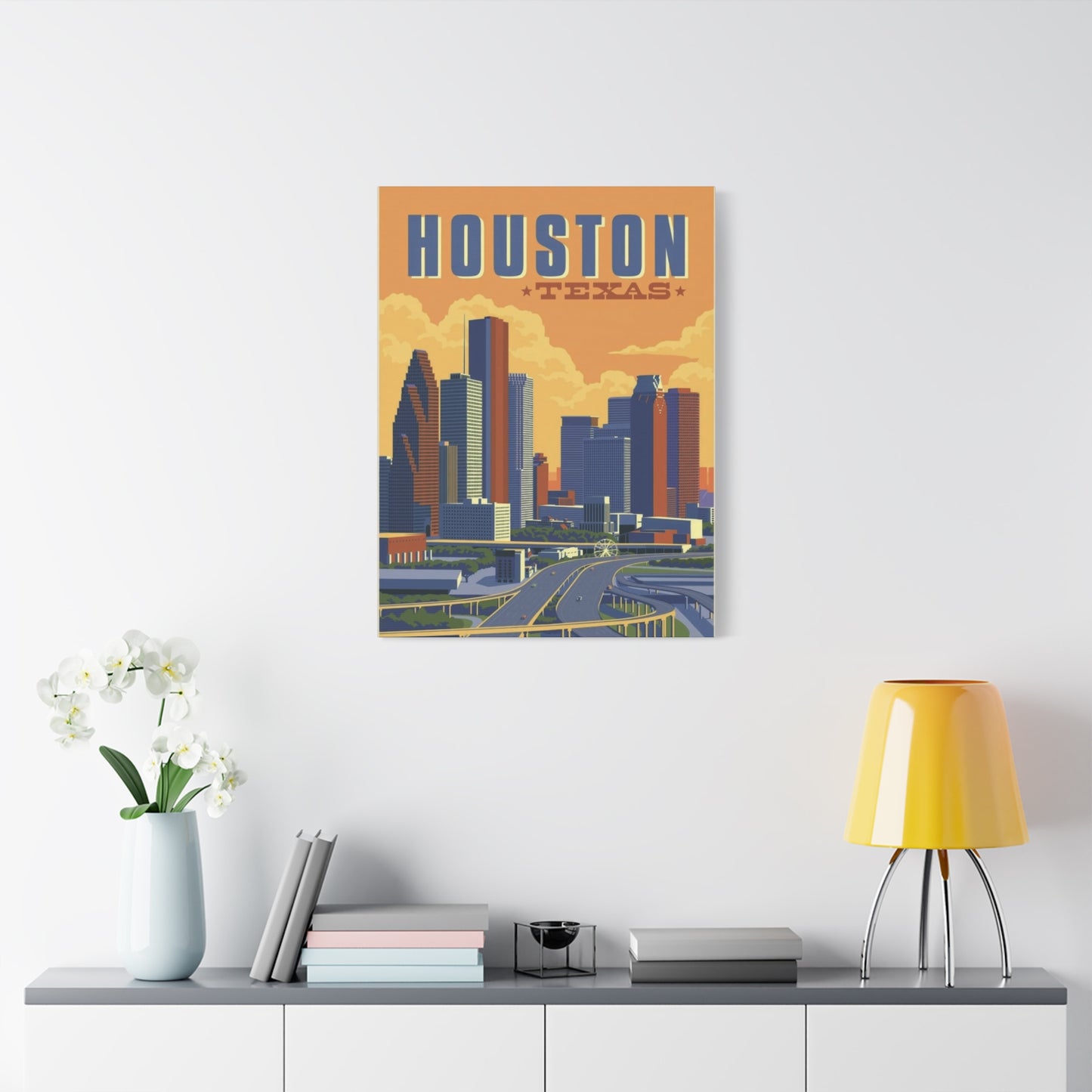 Houston Skyline Vintage Wall Art & Canvas Prints