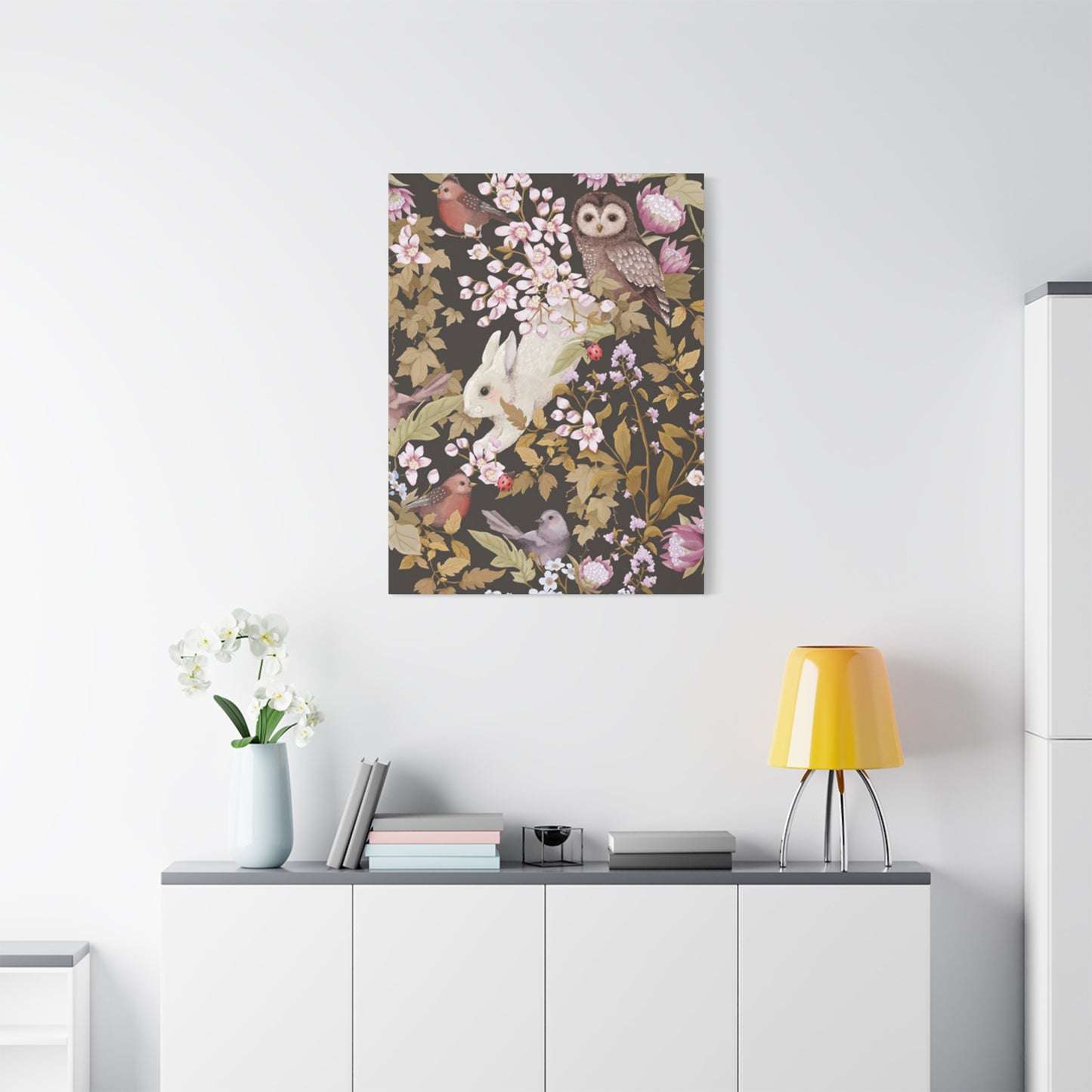 Rabbit With Birds Wall Art & Canvas Prints