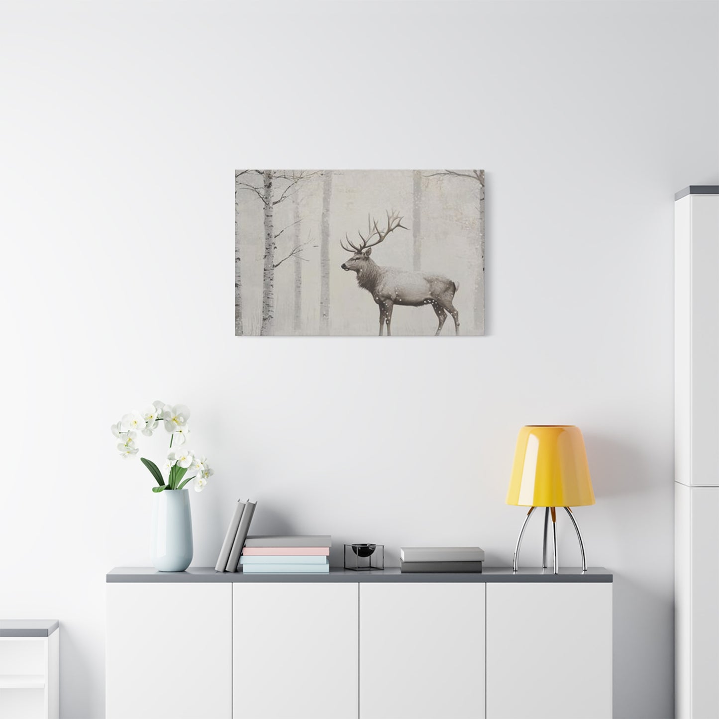 Deer In Snow Painting Wall Art & Canvas Prints