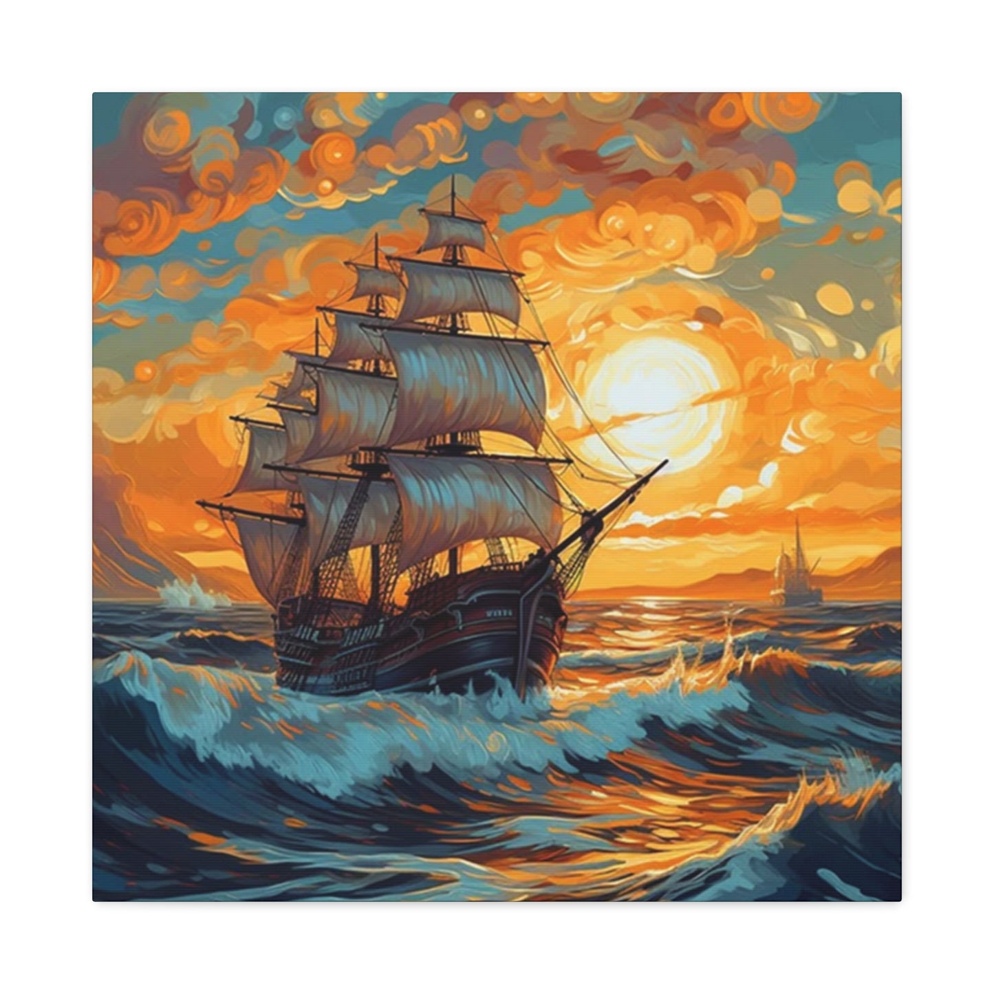 Ship Sailing During Dawn Painting Wall Art & Canvas Prints
