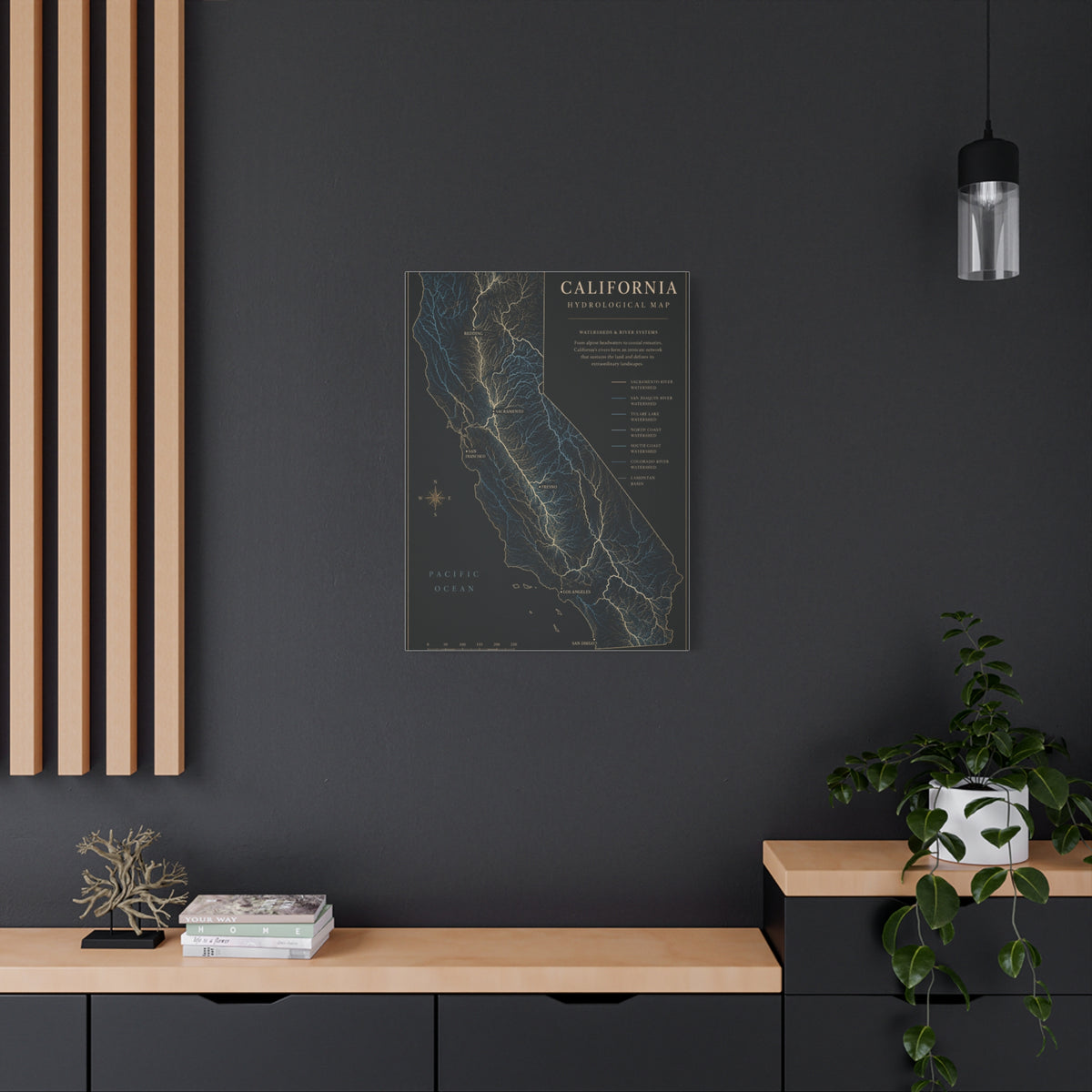 California Hydrological Map Wall Art & Canvas Print