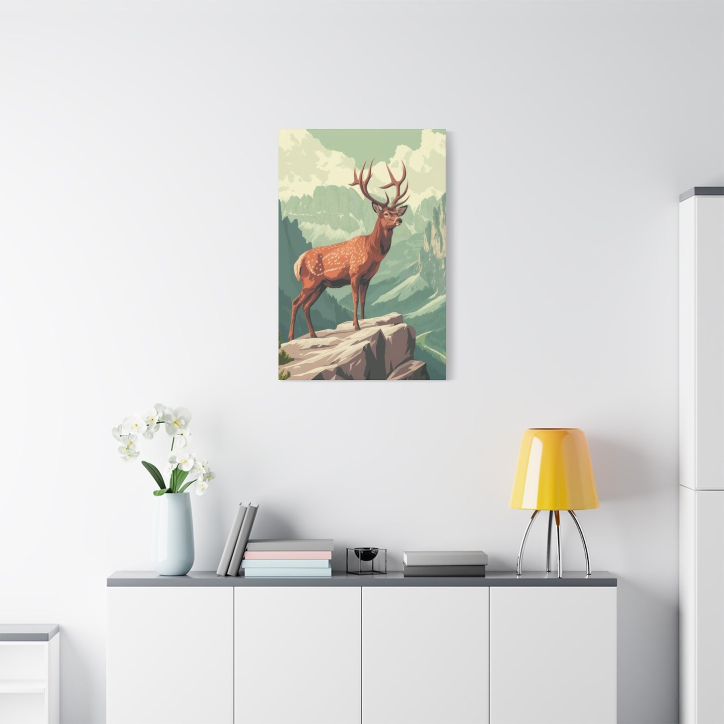 Deer Standing On A Cliff Wall Art & Canvas Prints