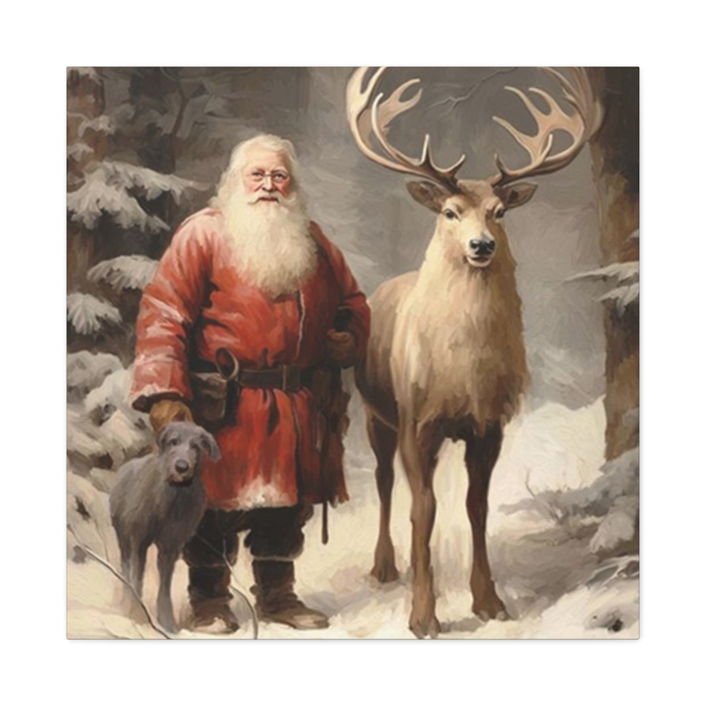 Santa And Reindeer Wall Art & Canvas Prints