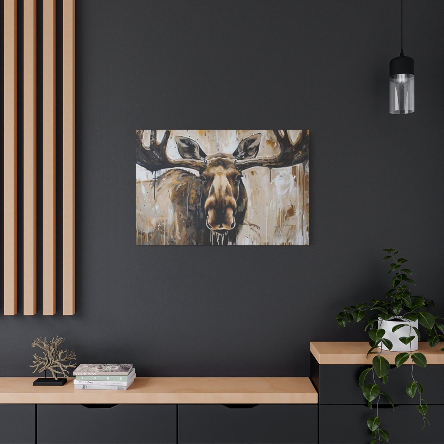 Scary Moose Wildlife Painting Wall Art & Canvas Prints