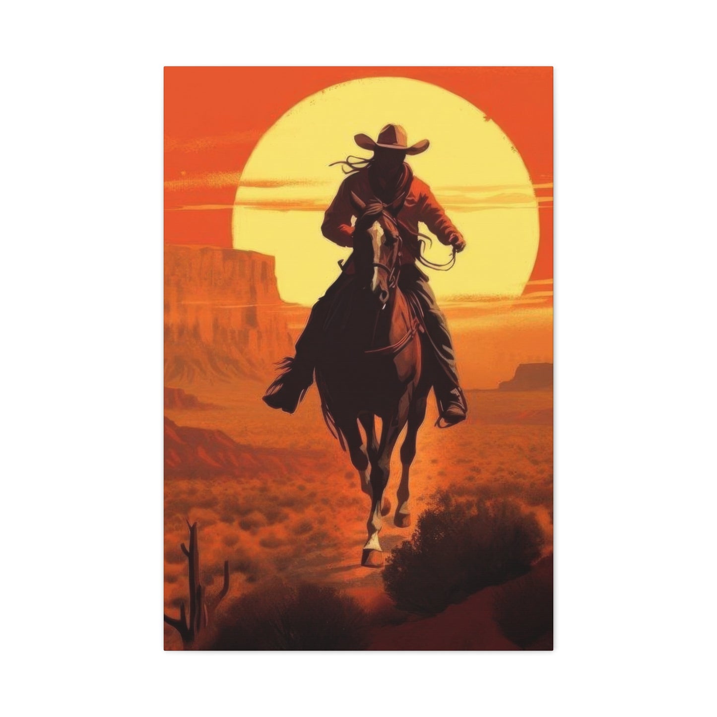 Cowboy Through Sunset Wall Art & Canvas Prints