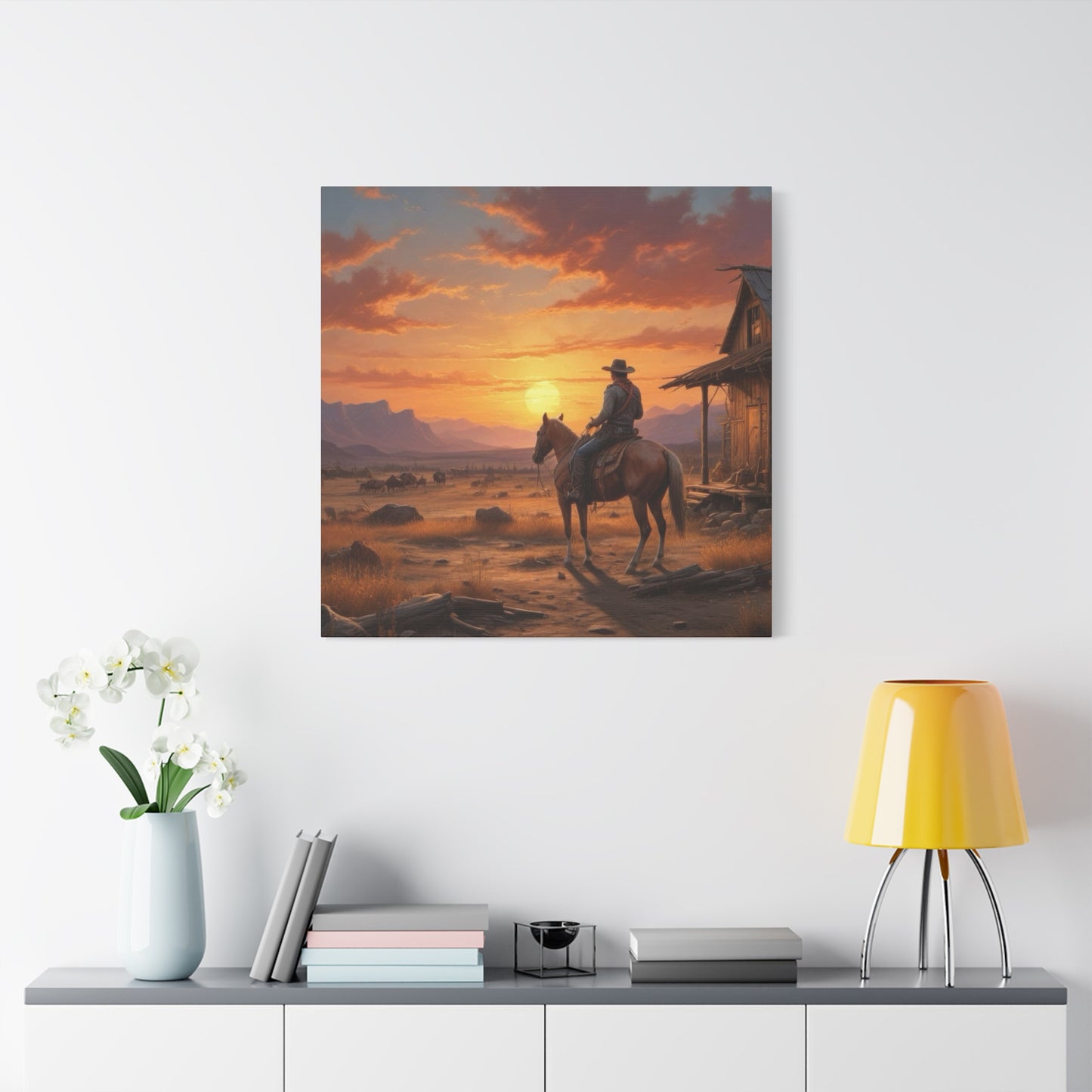 Cowboy At Sunset Wall Art & Canvas Prints