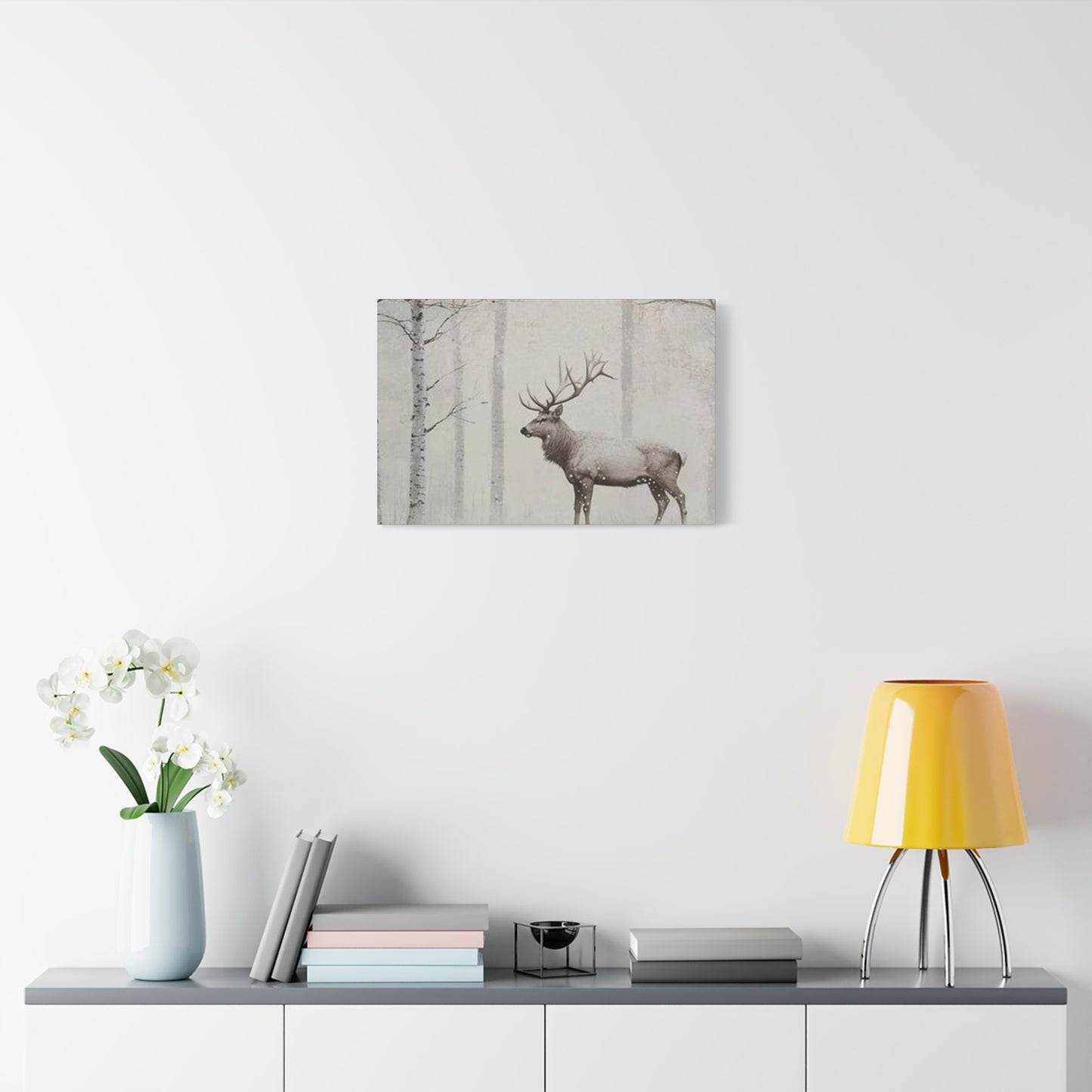 Deer In Snow Painting Wall Art & Canvas Prints