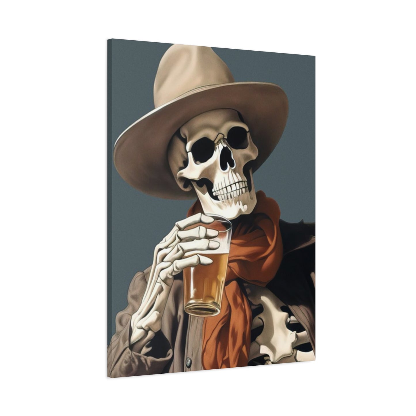 Drinking Skeleton Cowboy Wall Art & Canvas Prints
