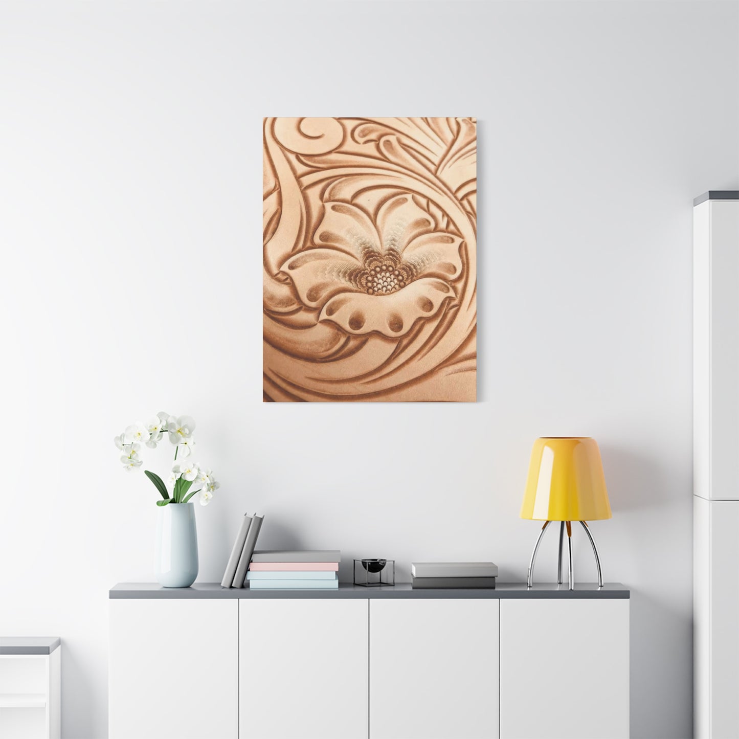 Flower On Leather Wall Art & Canvas Prints