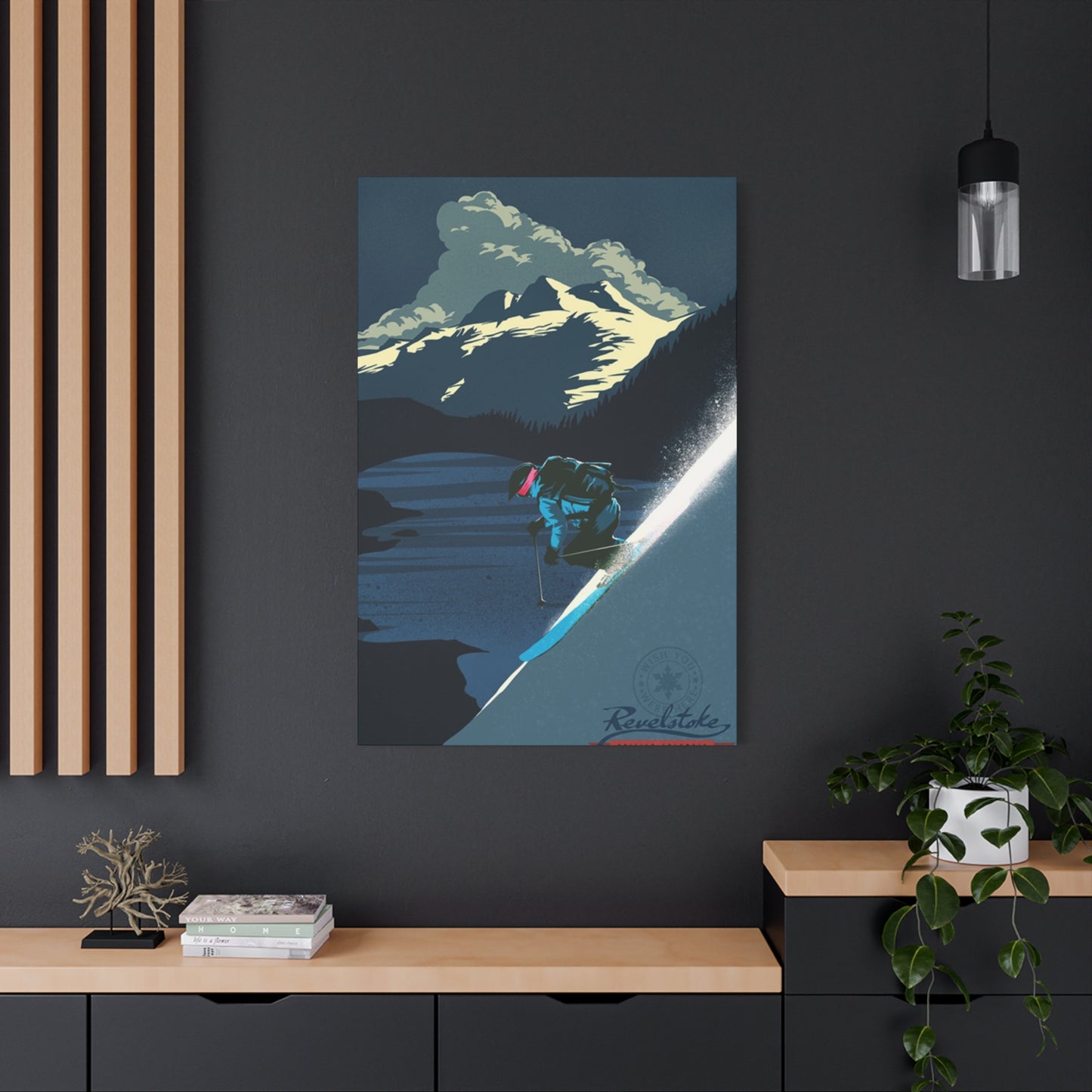 Skiing At Night Poster Wall Art & Canvas Prints