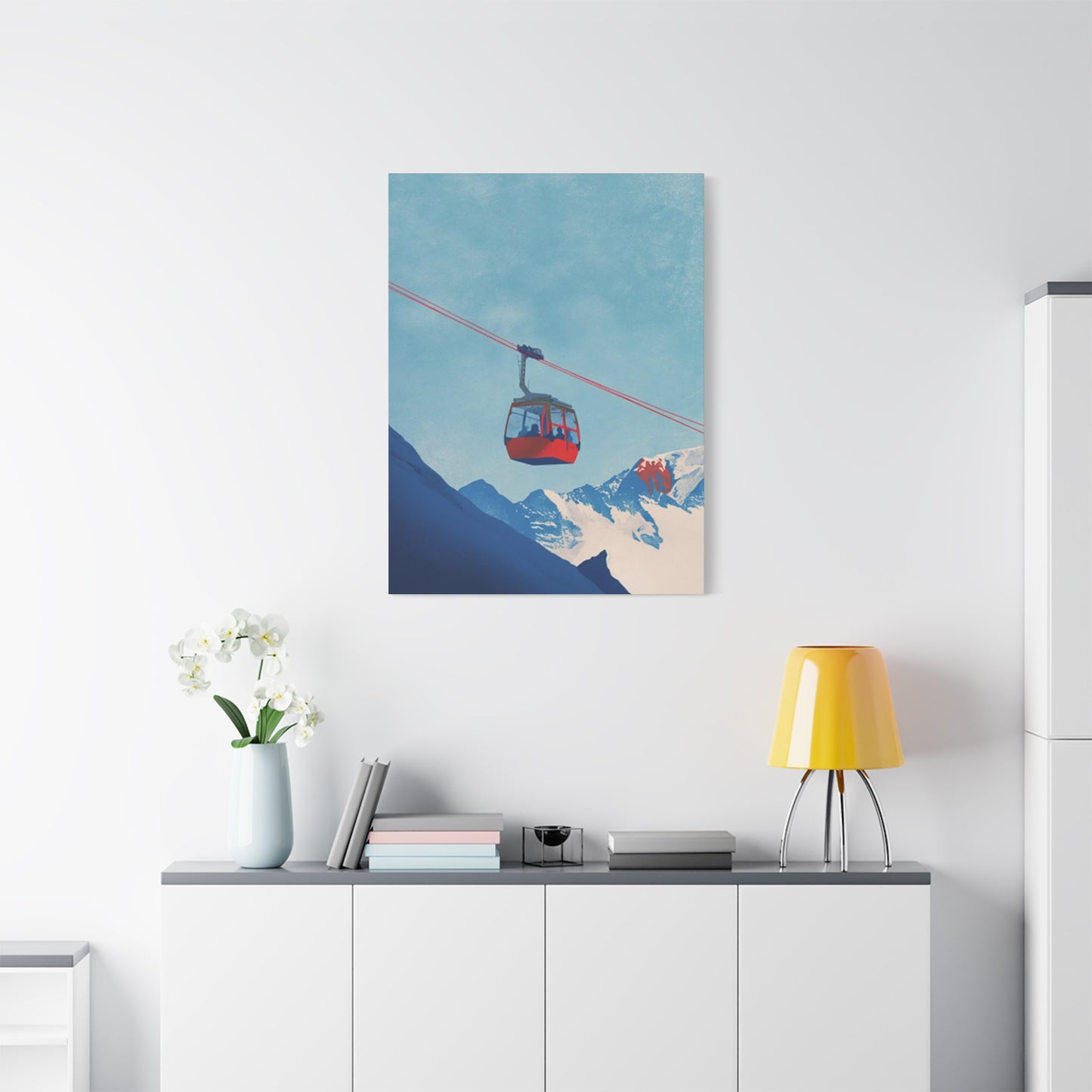 Red Cable Car In Mountain Wall Art & Canvas Prints