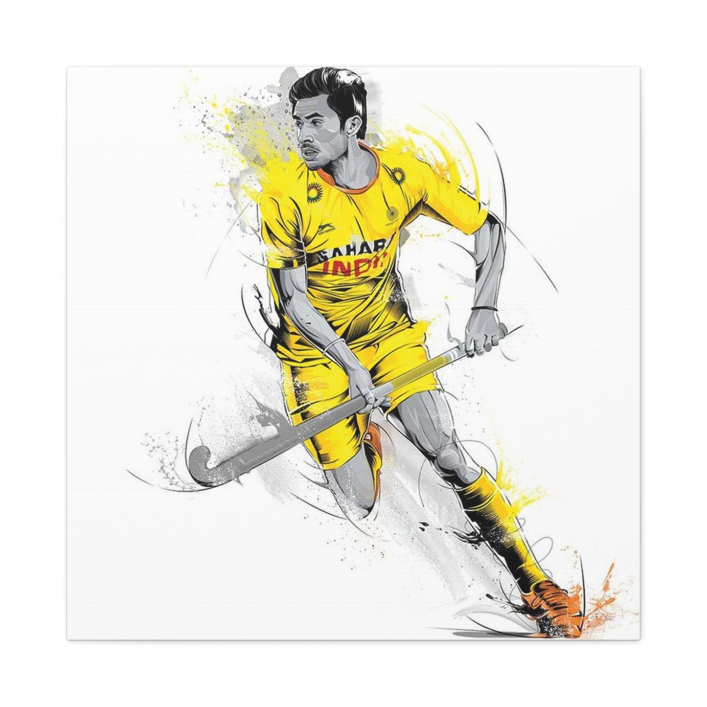 Indian Hockey Player Painting Wall Art & Canvas Prints