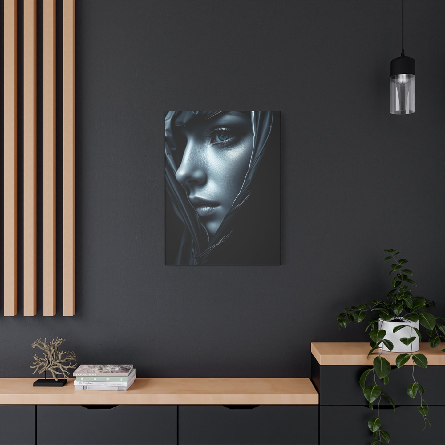 Vision Black, White & Blue Art Art Wall Art & Canvas Print