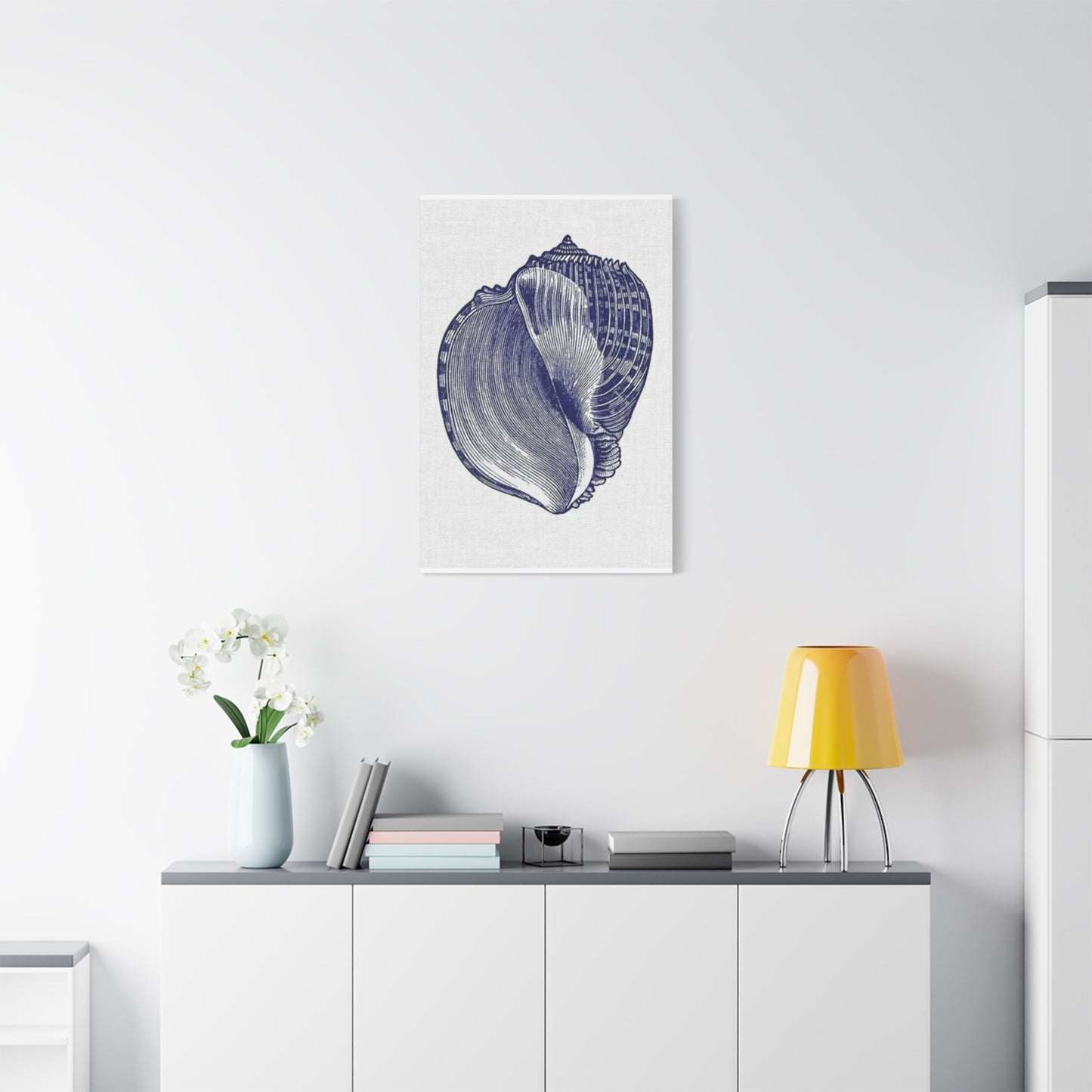 Beautiful Blue Shell Shape Drawing Wall Art & Canvas Prints