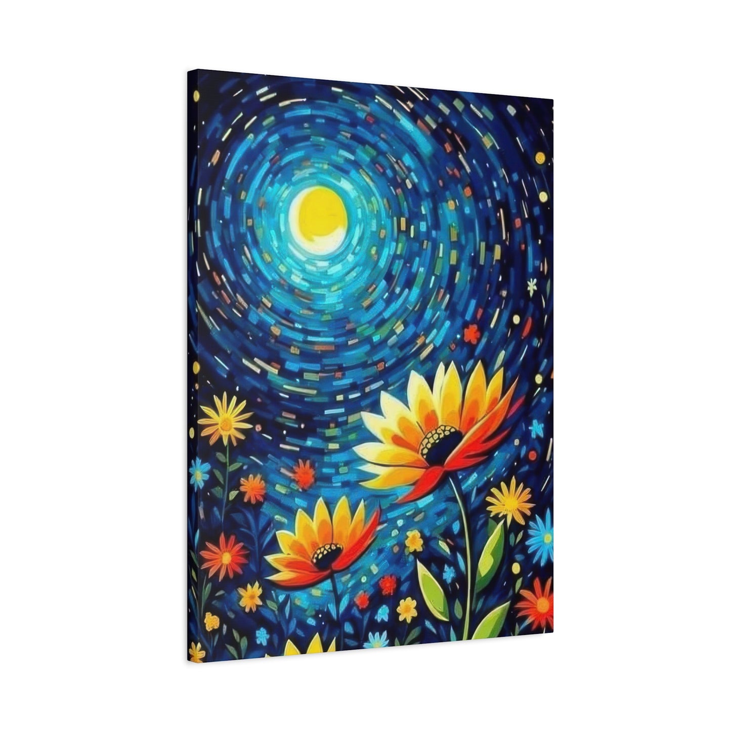 Vibrant Flowers In Moonlight Wall Art & Canvas Prints