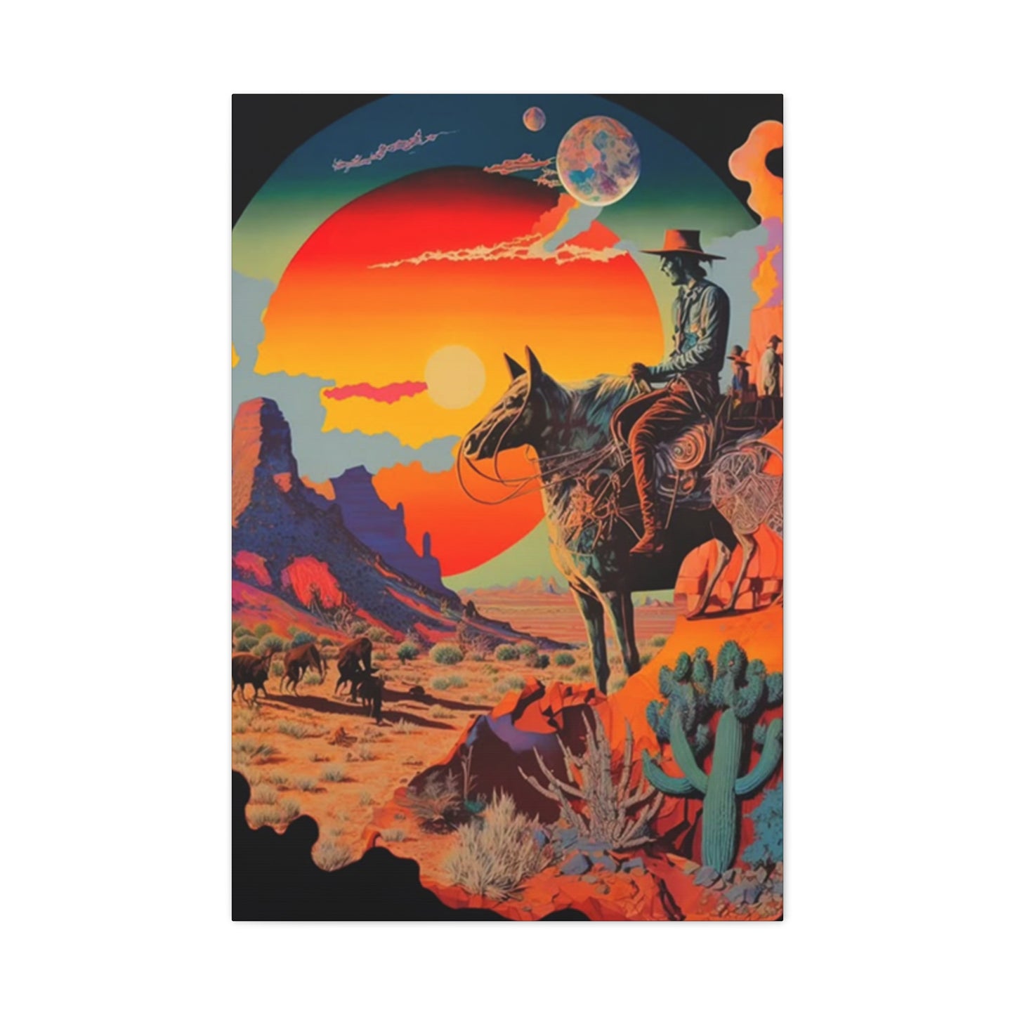 Cowboy In Grand Canyon Of Arizona Wall Art & Canvas Prints