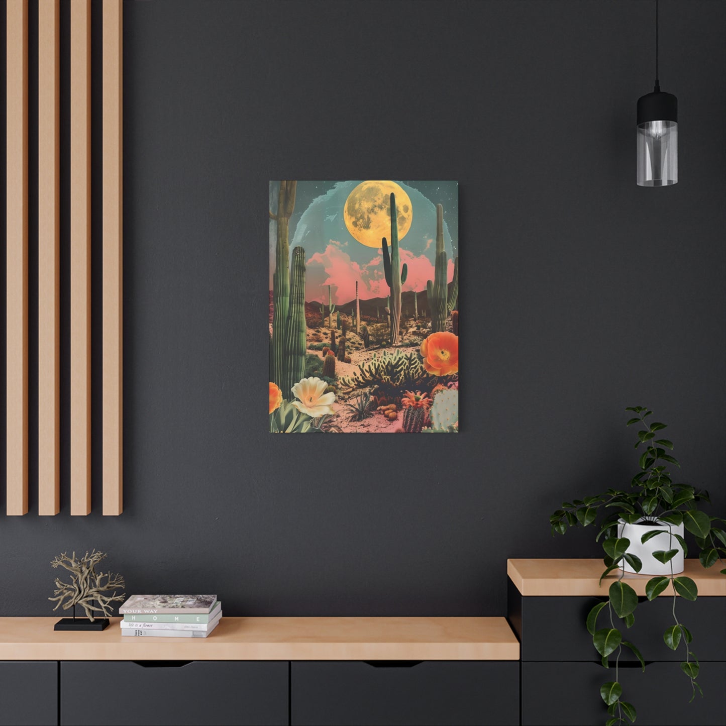 Moon Cactus And Flowers Wall Art & Canvas Prints