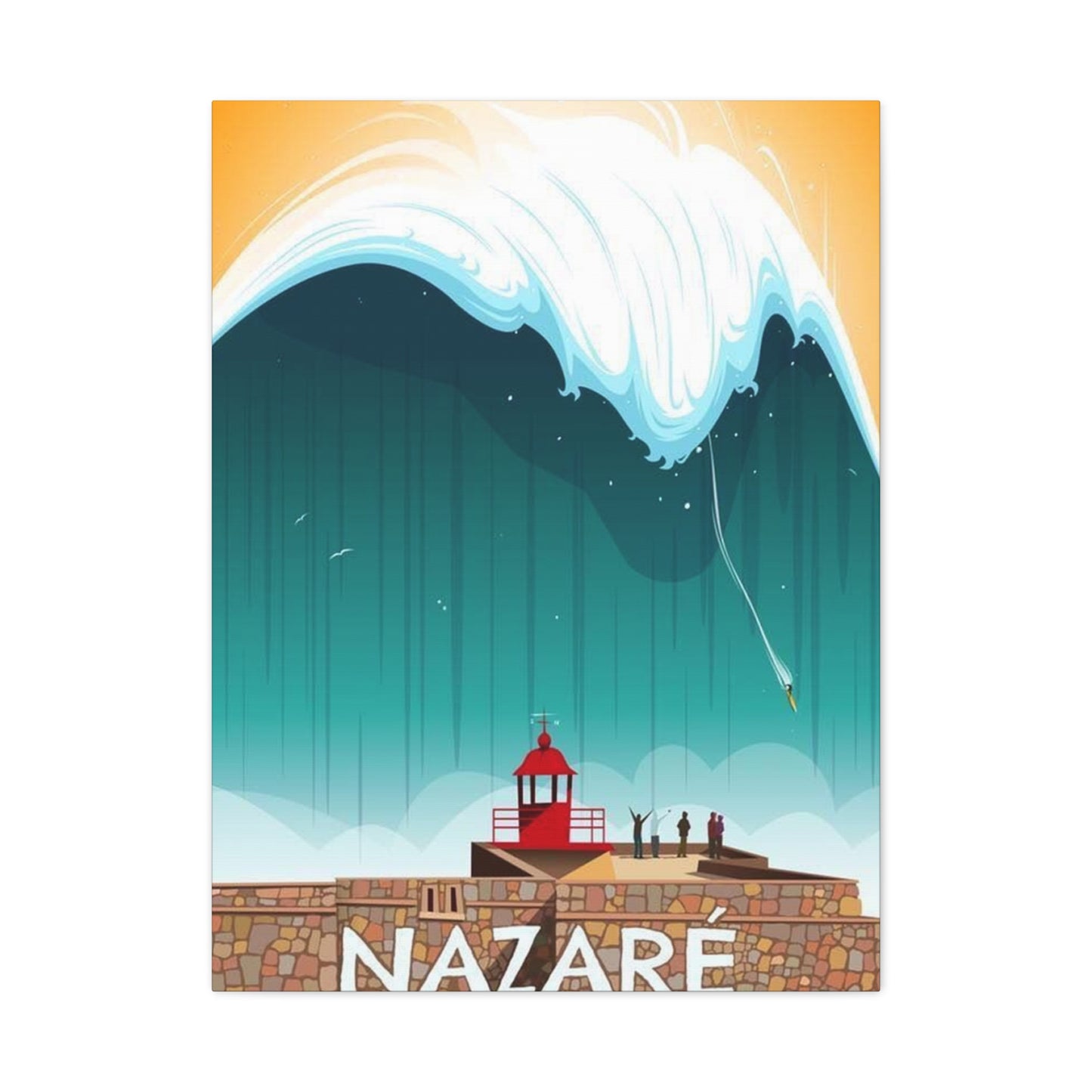 Nazare Surfing Painting Wall Art & Canvas Prints