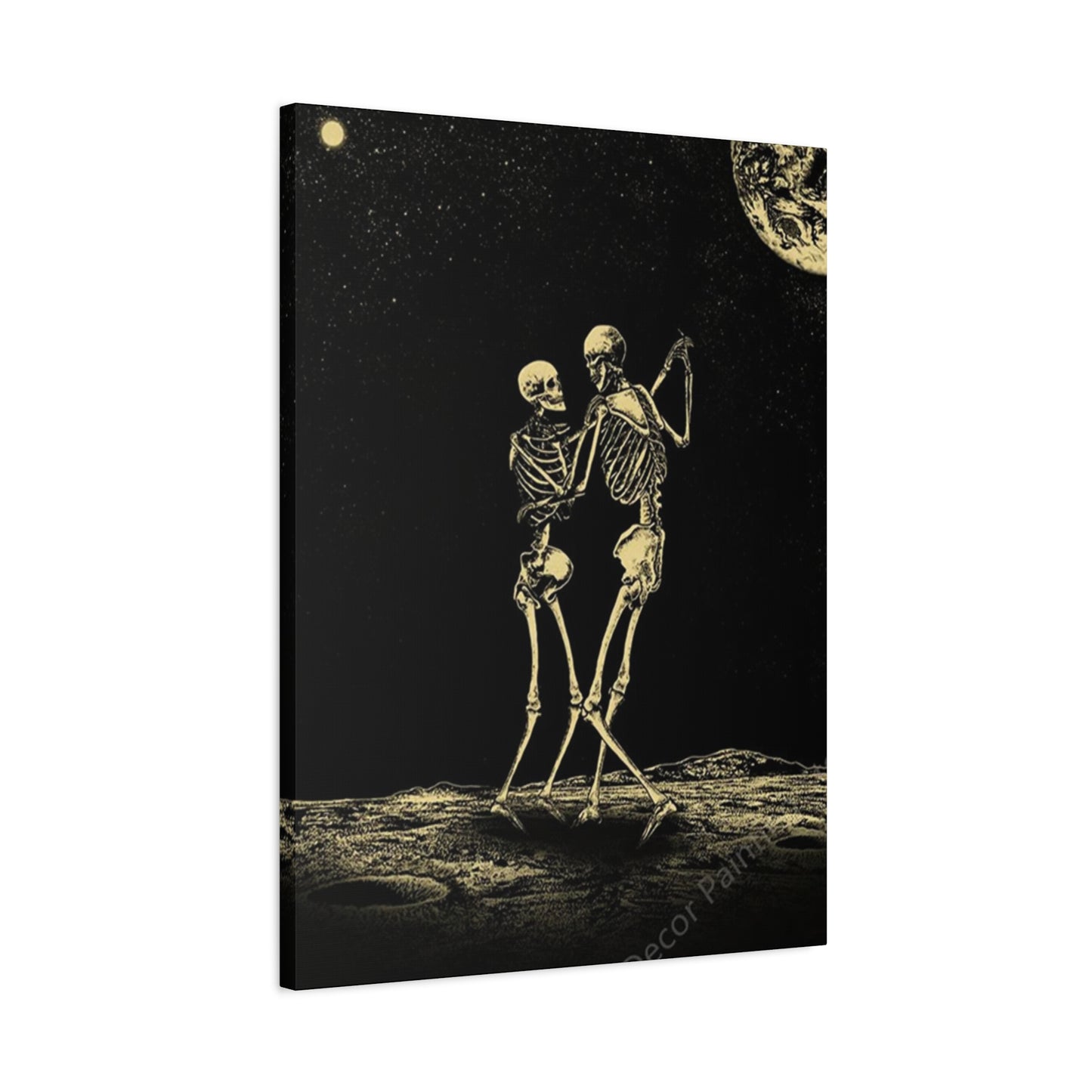 Dancing Skeleton On Moon Wall Art & Canvas Prints