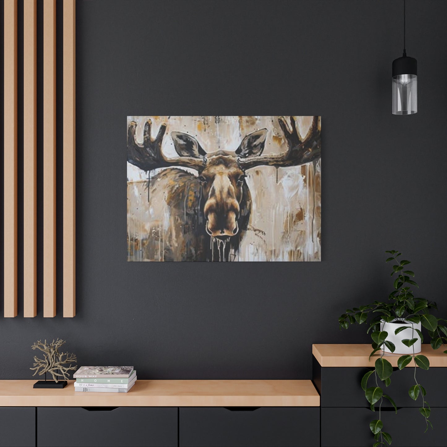 Scary Moose Wildlife Painting Wall Art & Canvas Prints