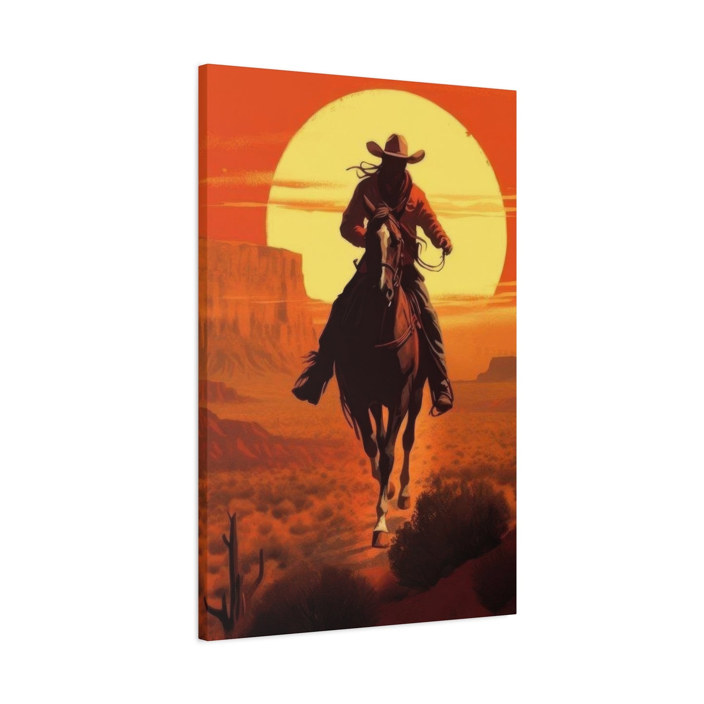 Cowboy Through Sunset Wall Art & Canvas Prints