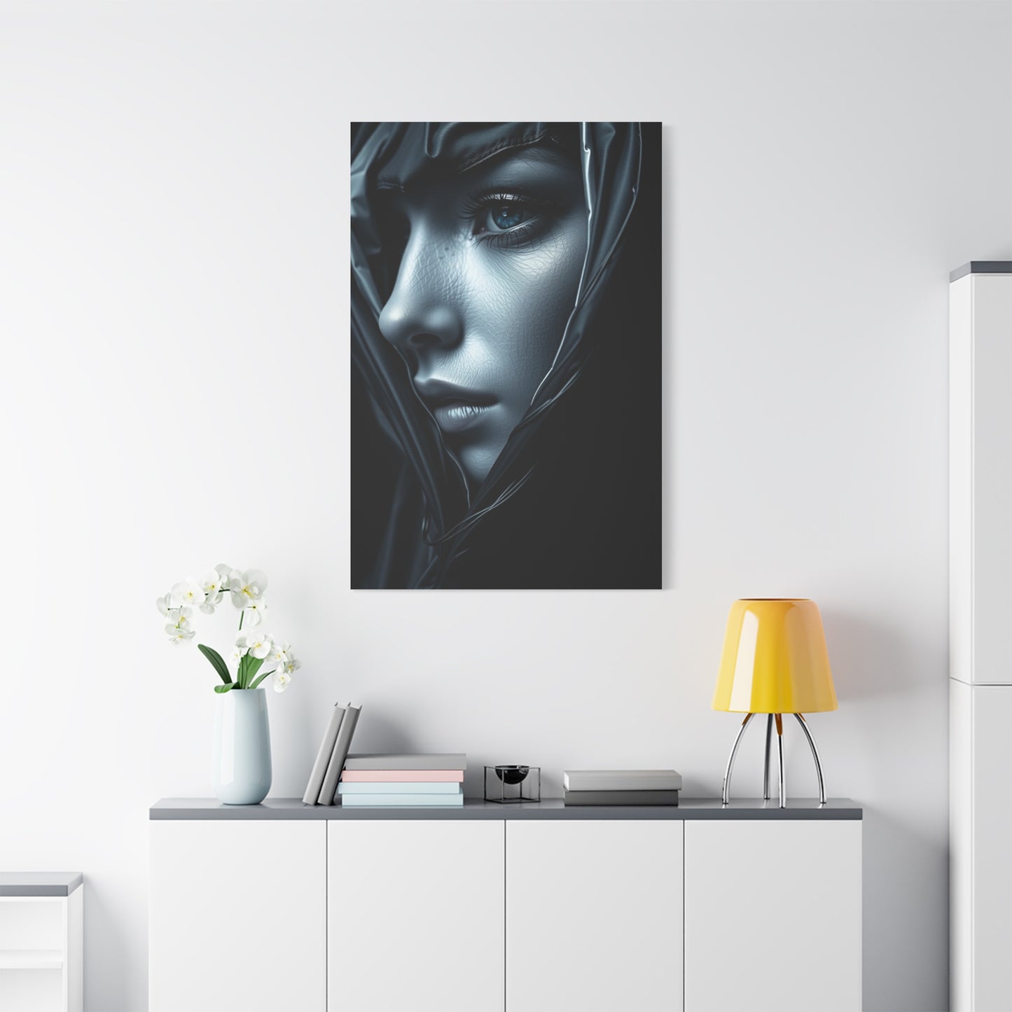 Vision Black, White & Blue Art Art Wall Art & Canvas Print