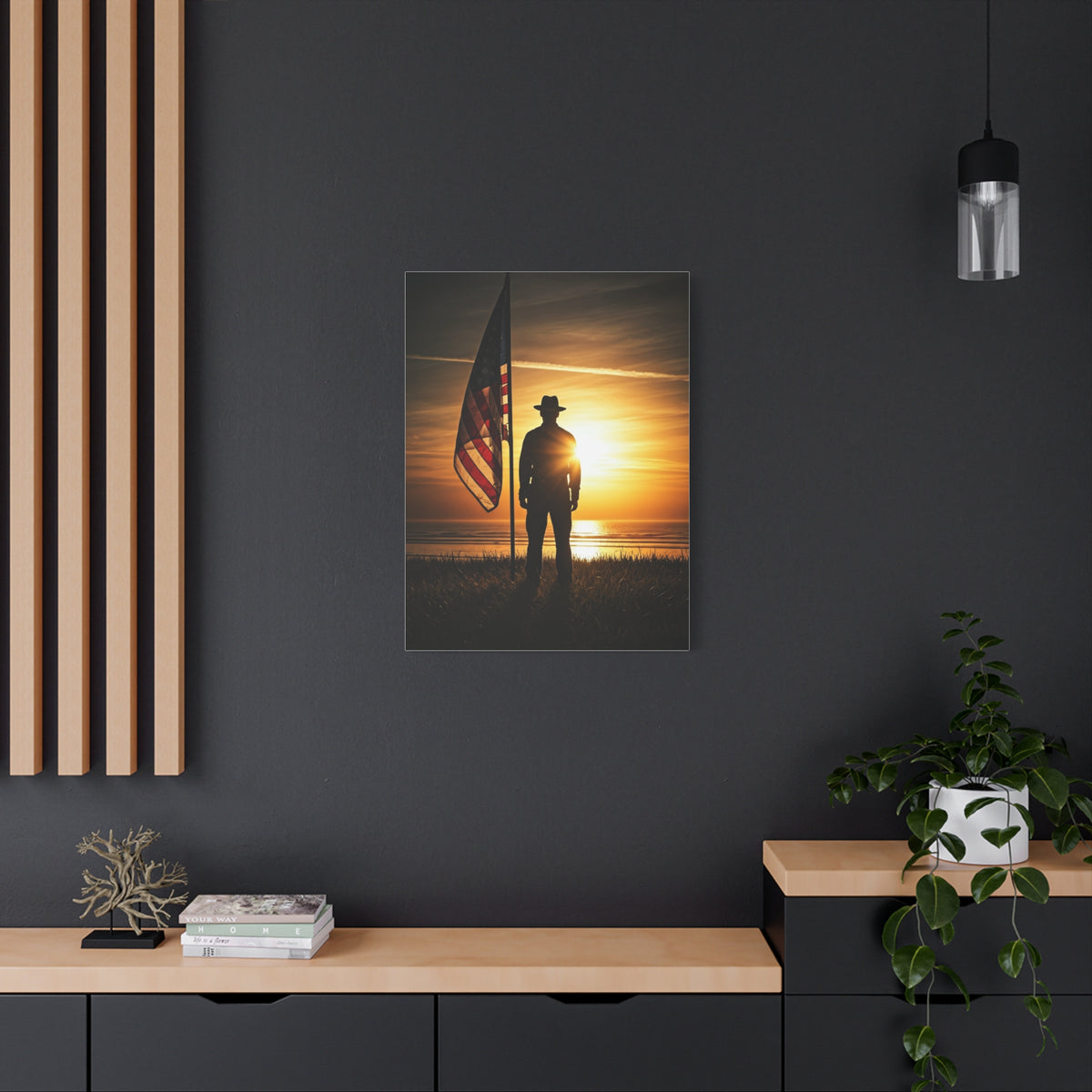 Sunset Veteran Tribute Flag Wall Art & Canvas Prints
