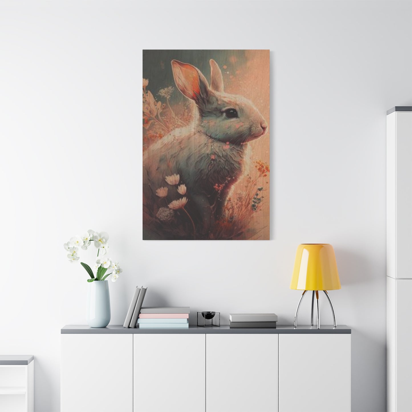 Cute White Bunny Wall Art & Canvas Prints