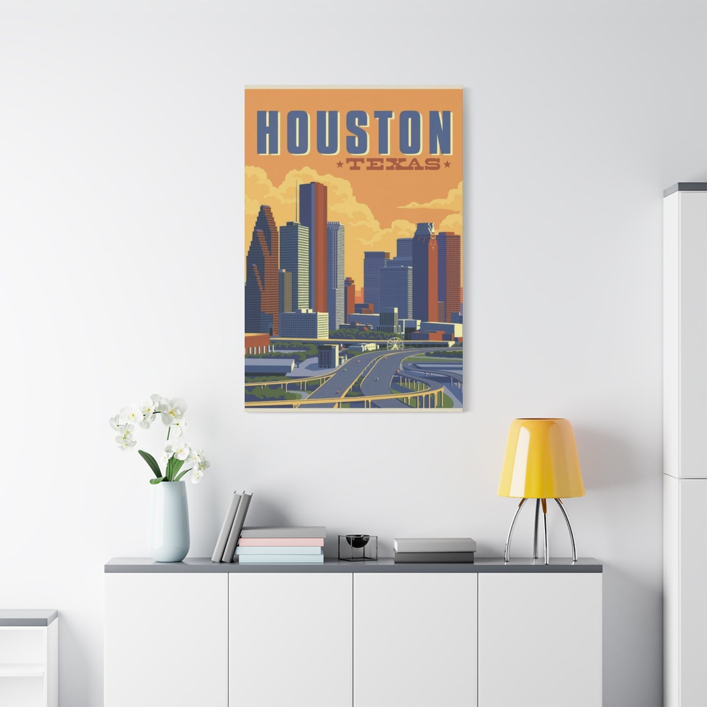 Houston Skyline Vintage Wall Art & Canvas Prints