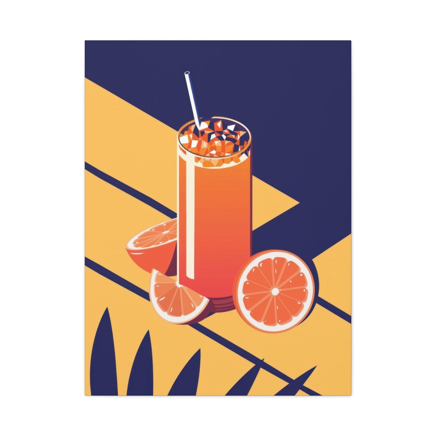 Orange Juice Blue Yellow Wall Art & Canvas Prints