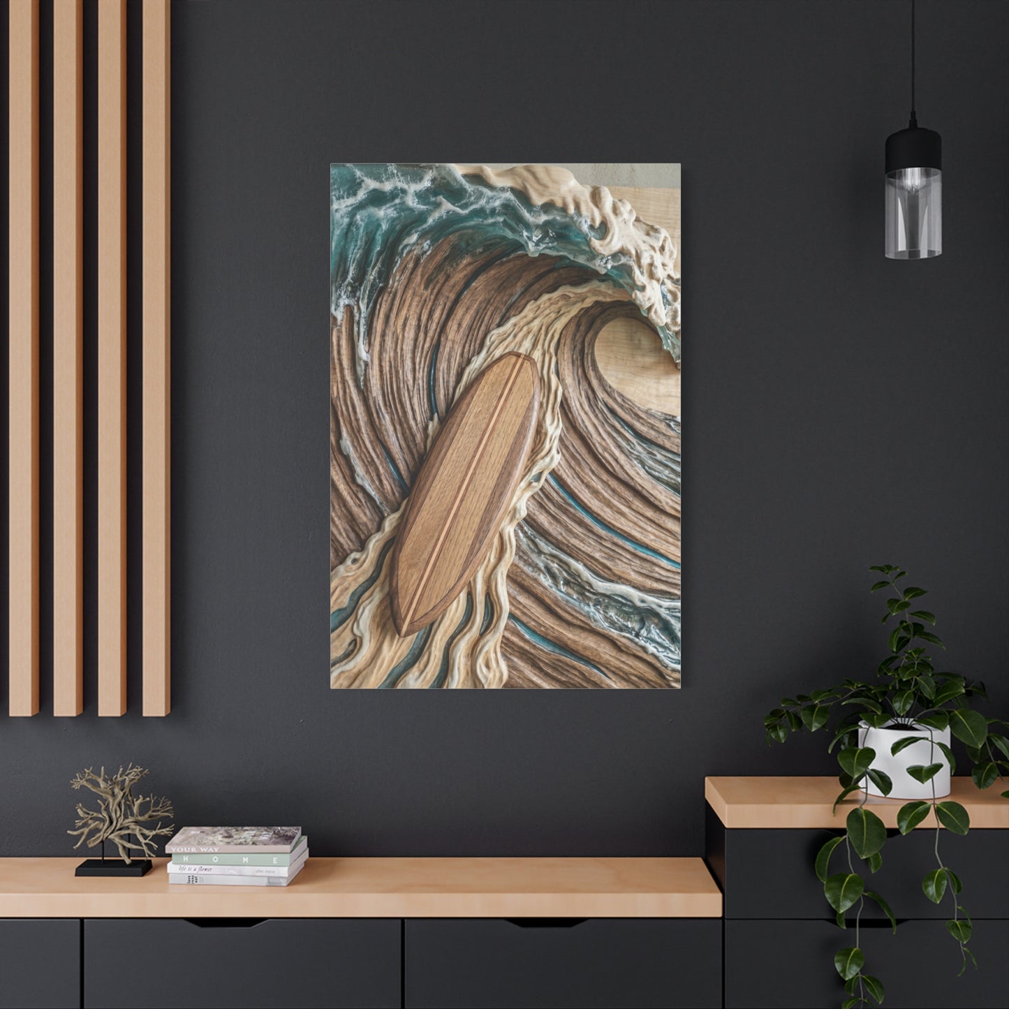 Surfboard Carved Barrel Wave Perspective Wall Art & Canvas Print