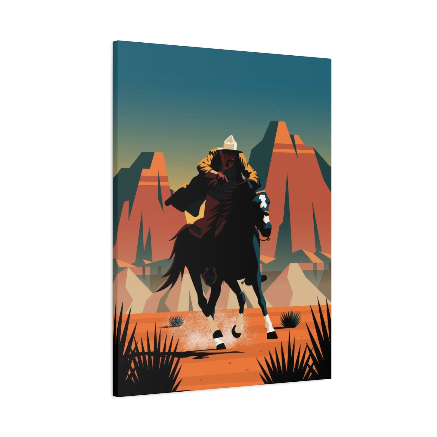 Cowboy On Galloping Horse Wall Art & Canvas Prints