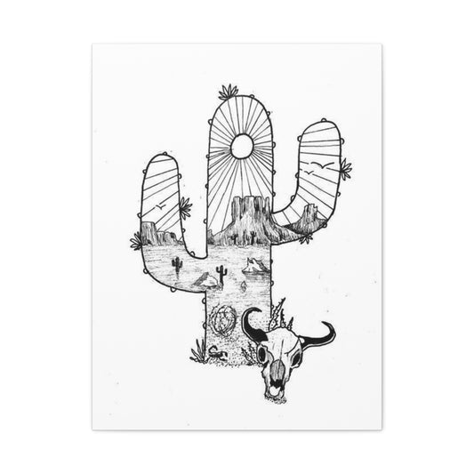 Texas In Cactus Drawing Wall Art & Canvas Prints