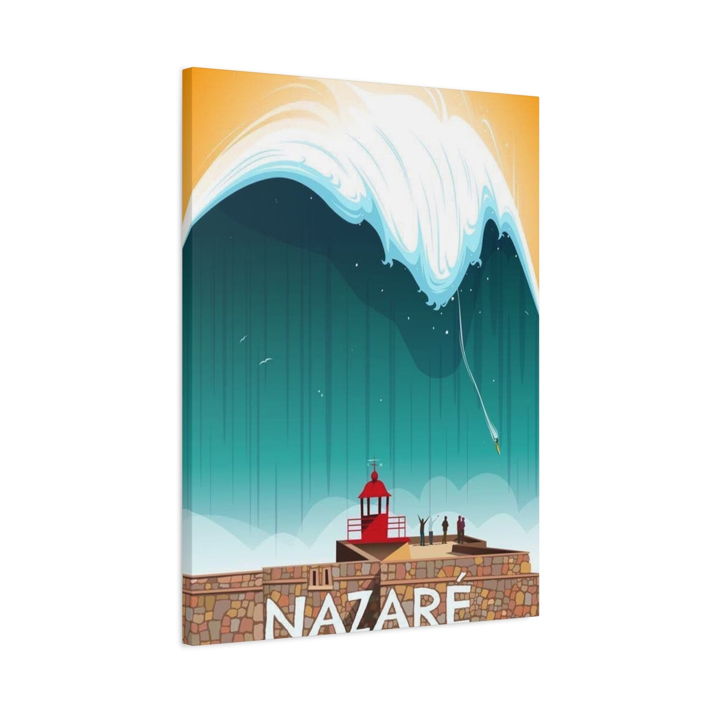 Nazare Surfing Painting Wall Art & Canvas Prints
