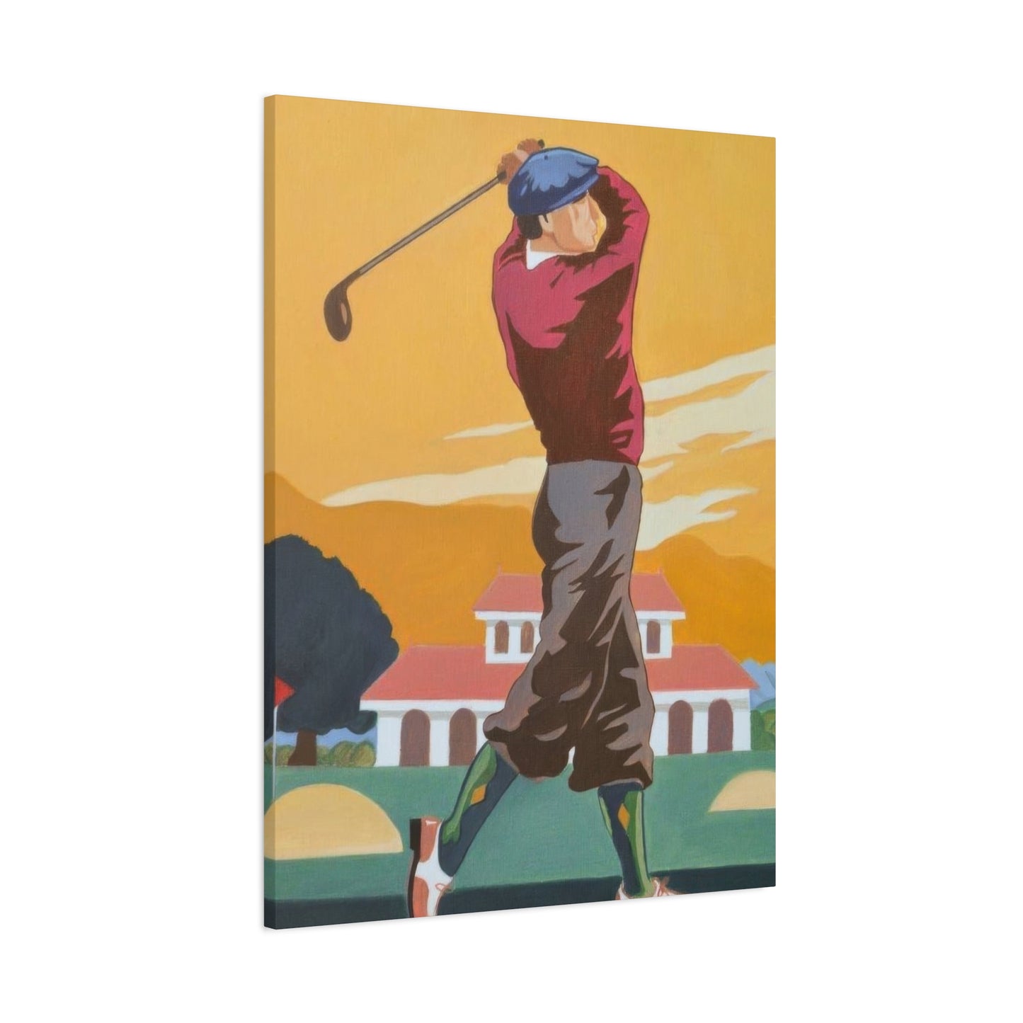 Golf Shot Green Orange Wall Art & Canvas Prints