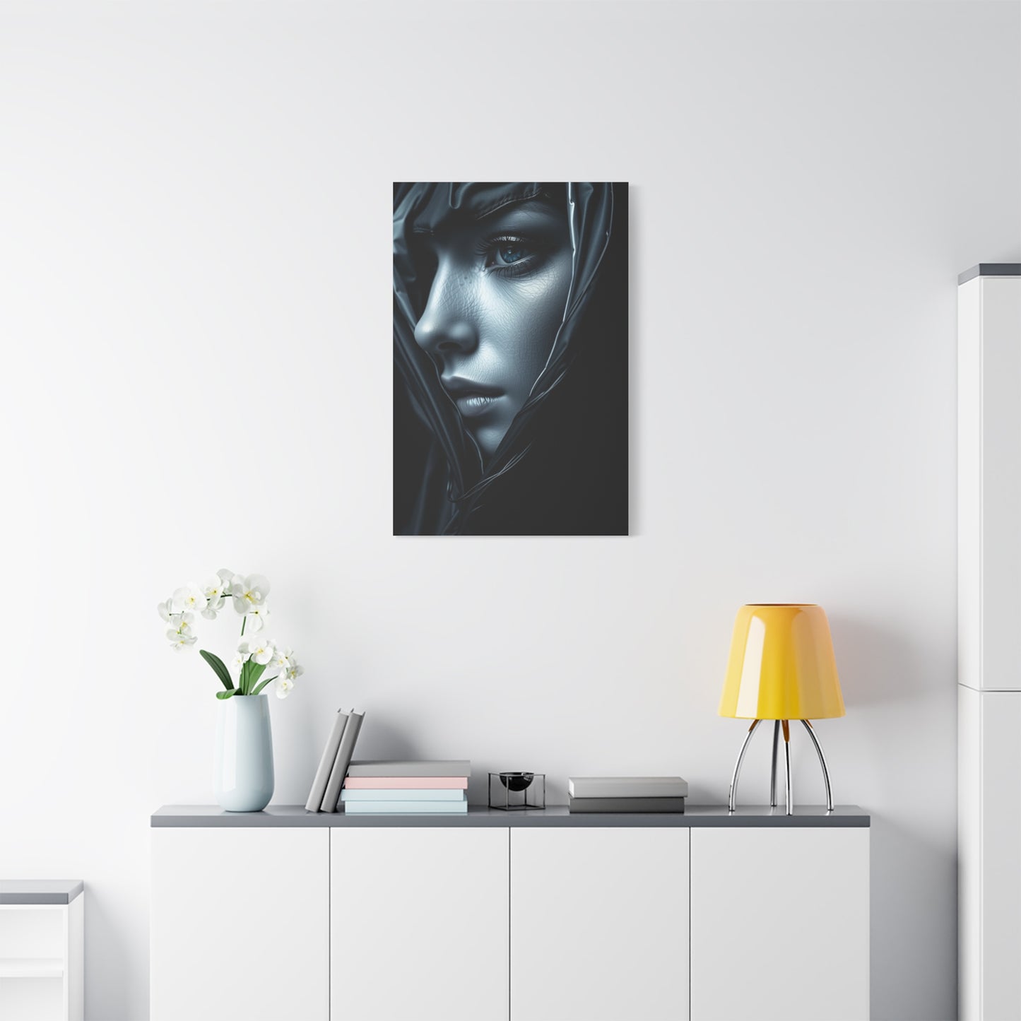 Vision Black, White & Blue Art Art Wall Art & Canvas Print