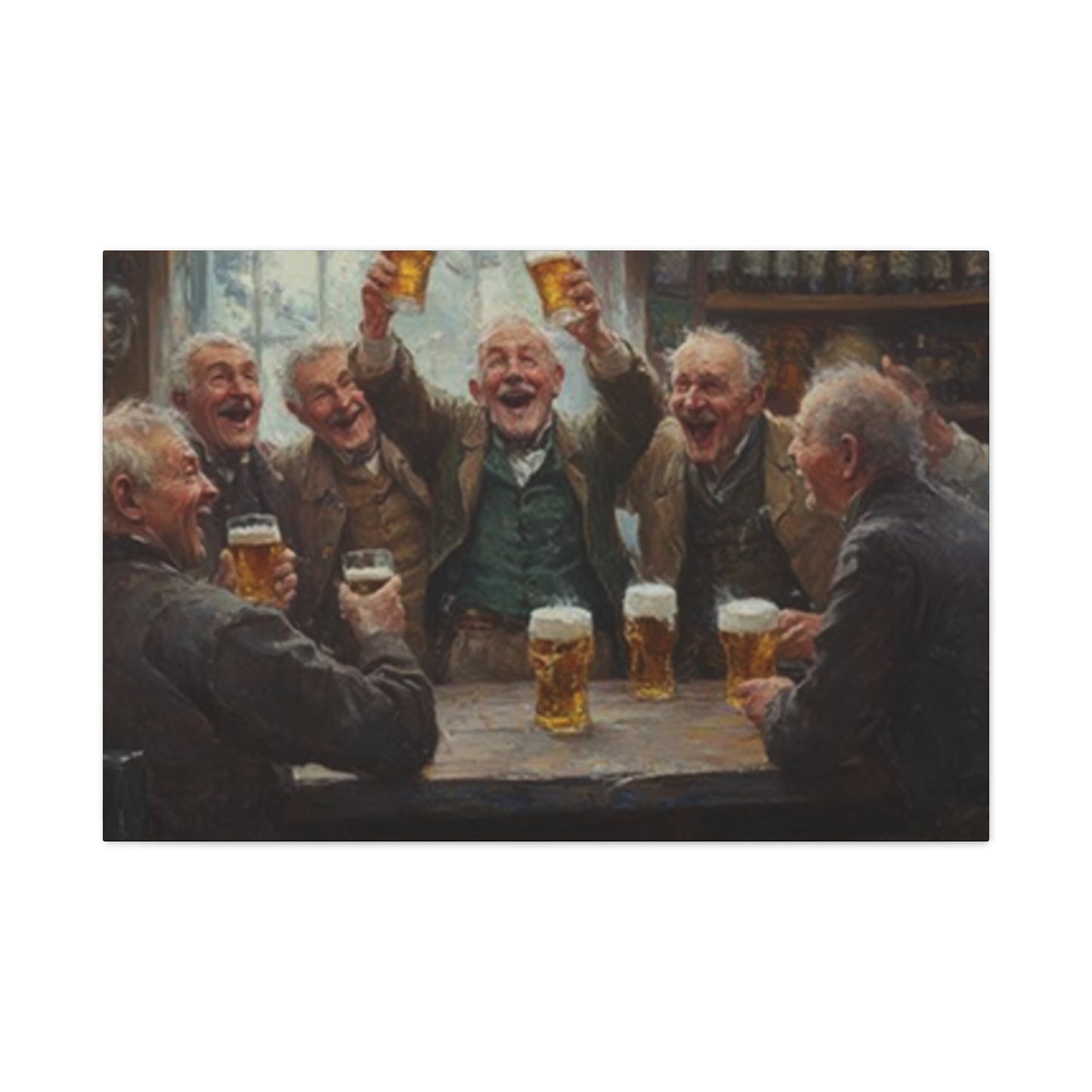 Old People Enjoying Drinks Painting Wall Art & Canvas Prints