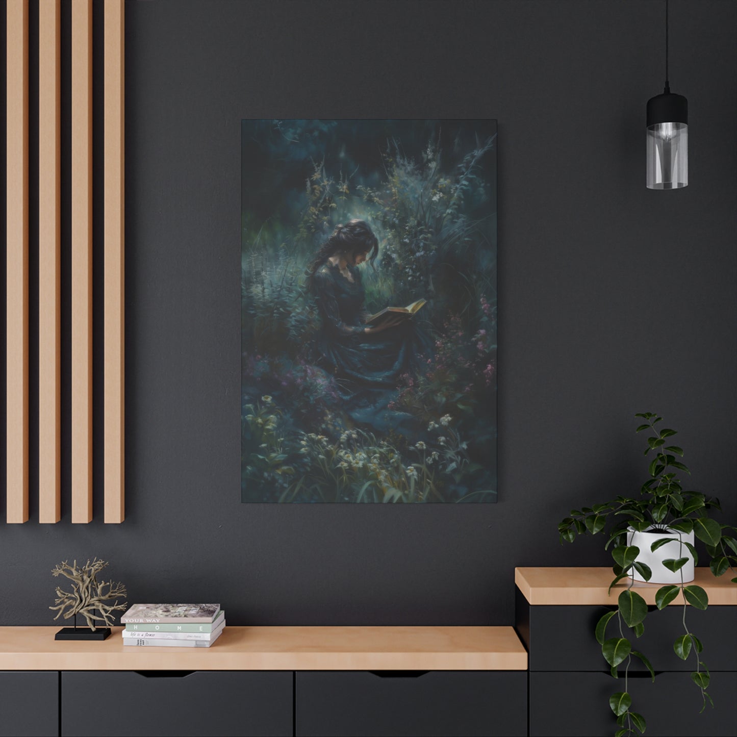 Lady Reading Dark Wall Art & Canvas Prints