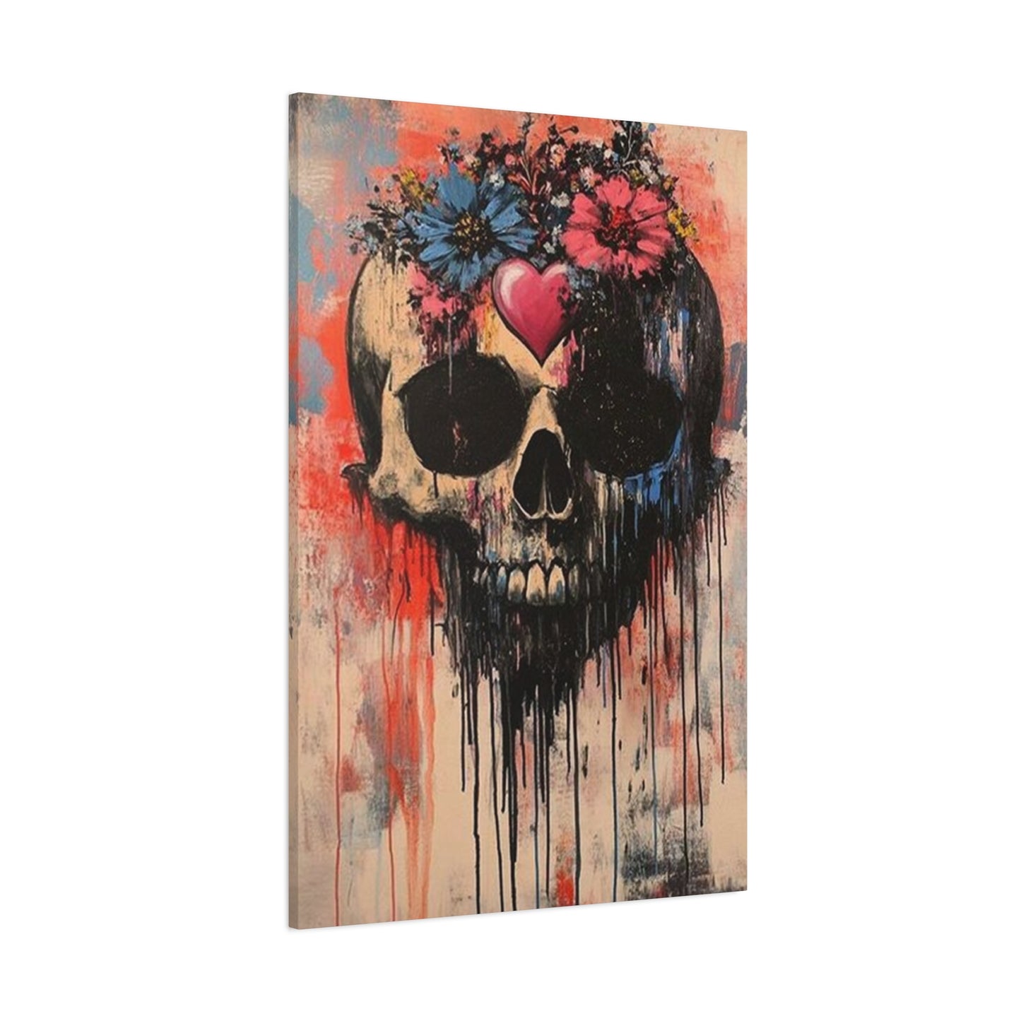 Colorful Flowers On Skull Poster Wall Art & Canvas Prints