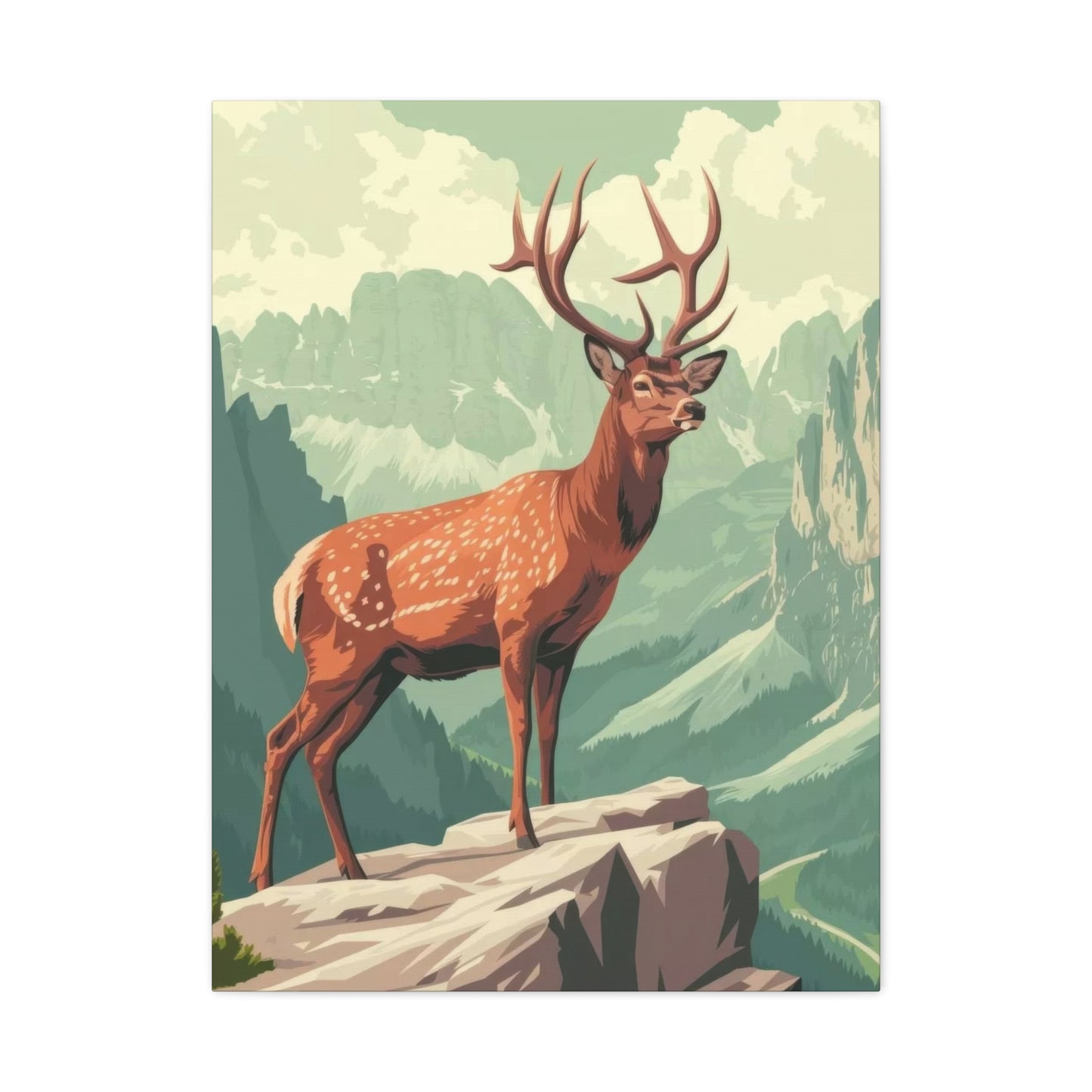 Deer Standing On A Cliff Wall Art & Canvas Prints