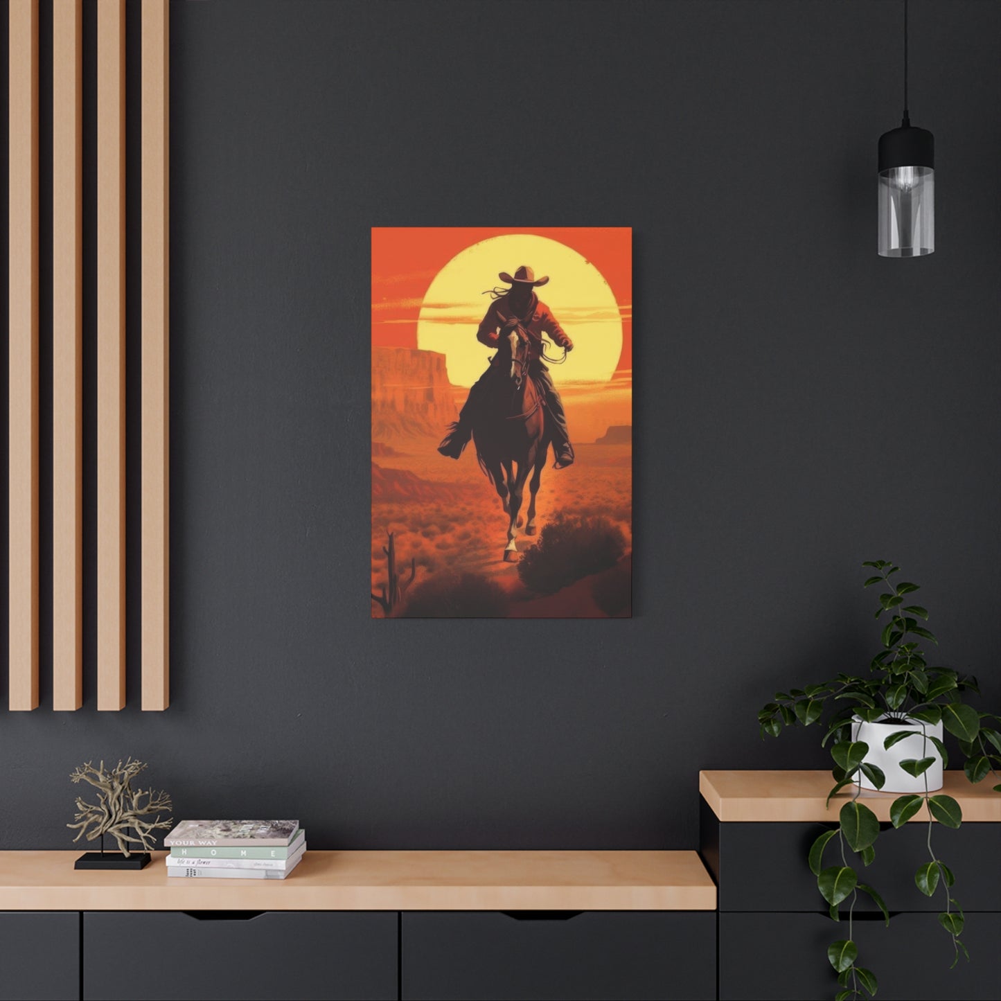 Cowboy Through Sunset Wall Art & Canvas Prints