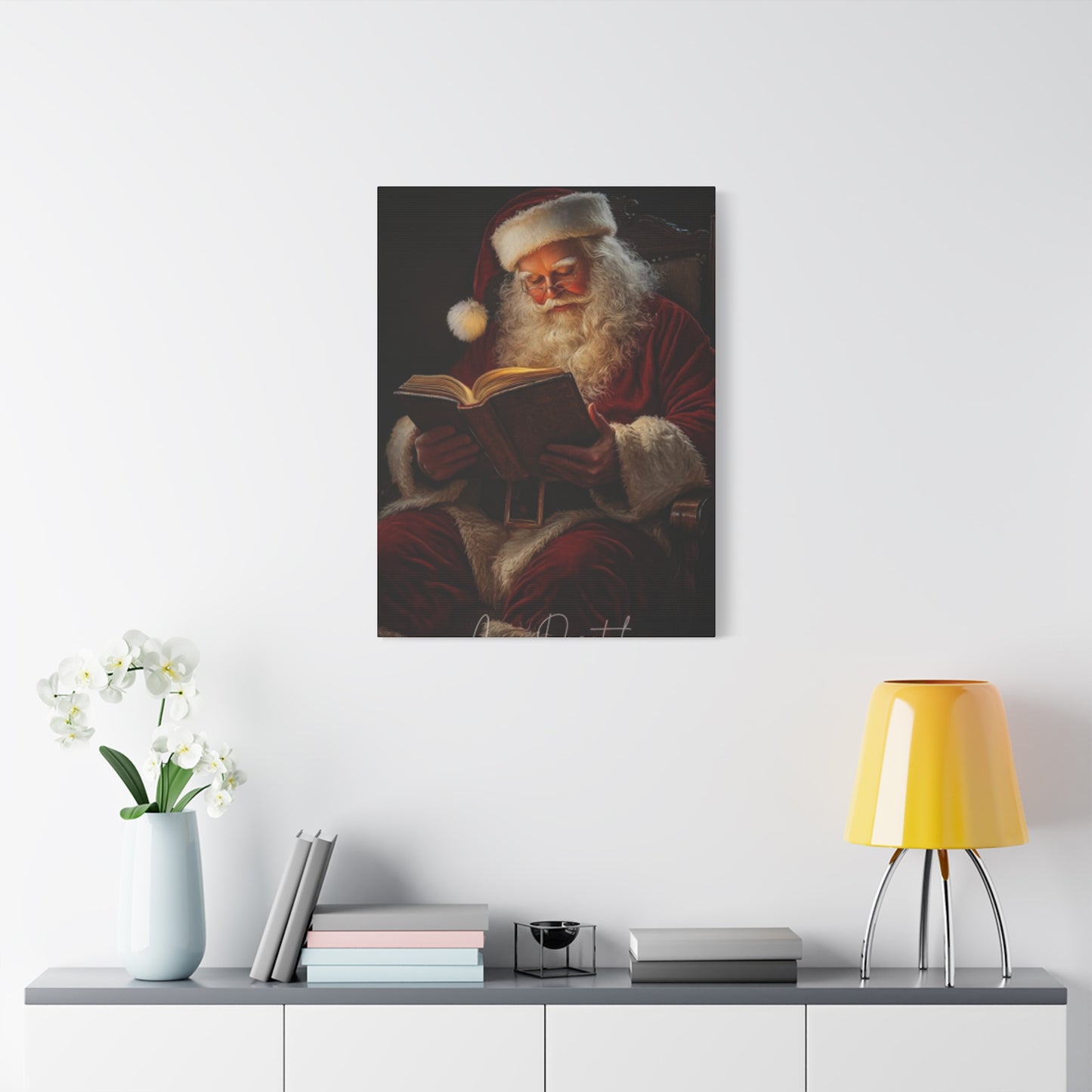 Santa Claus Reading Wall Art & Canvas Prints