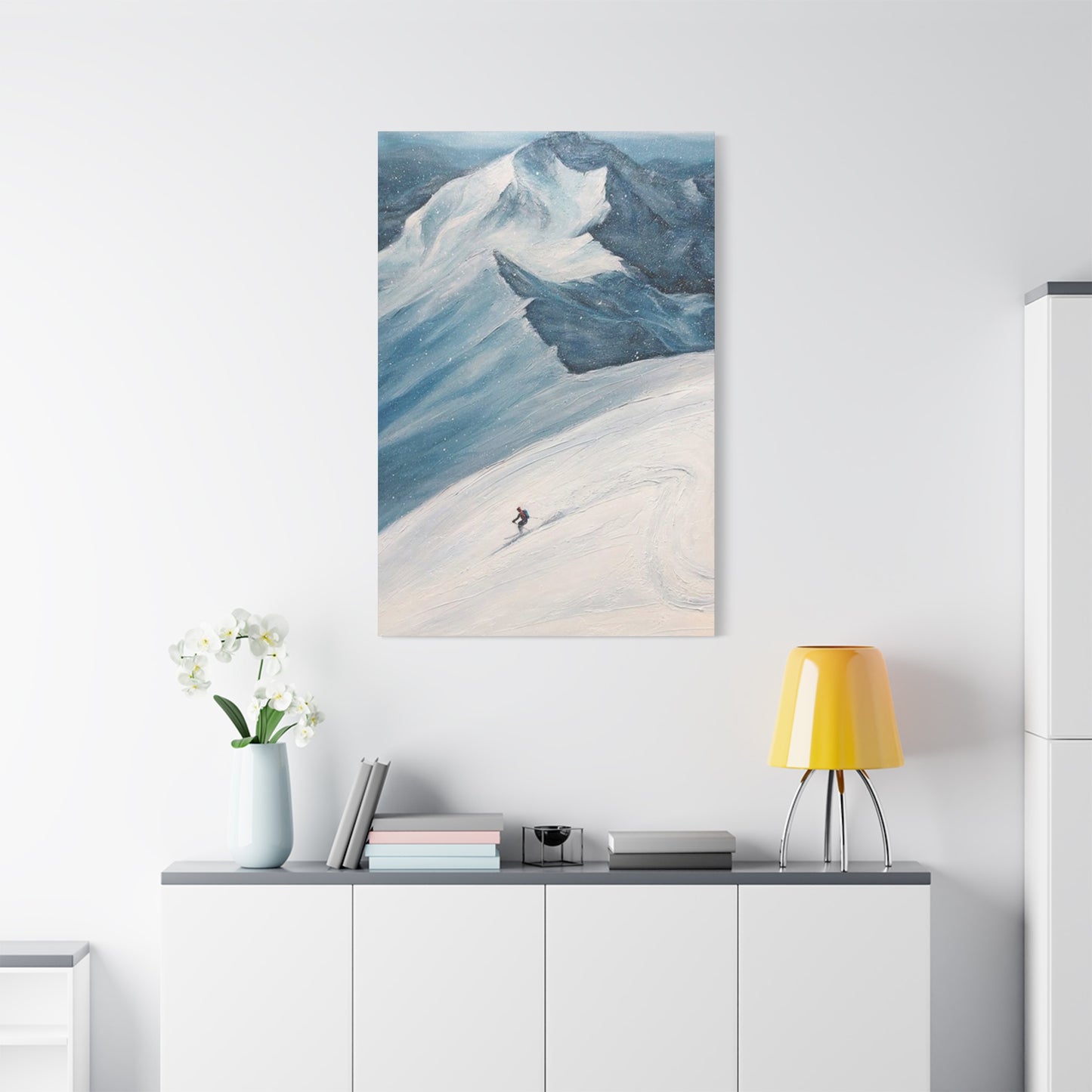Skiing In Snowy Mountain Wall Art & Canvas Prints